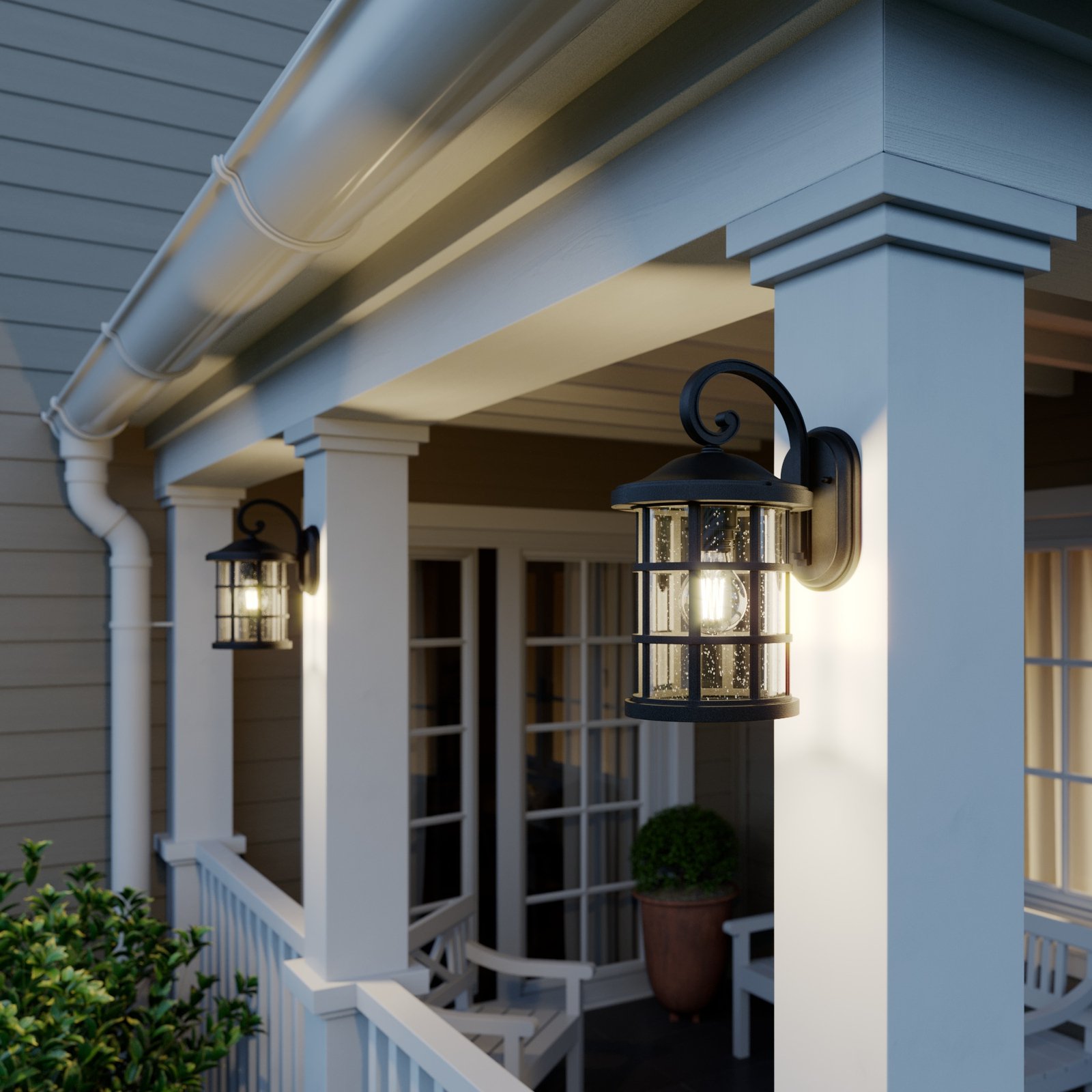 Ankea Aplique de Pared Exterior Black/Clear - Lindby