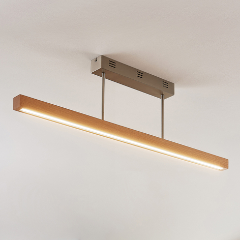 LED-Holz-Deckenleuchte Tamlin, buchefarben, dimmb.