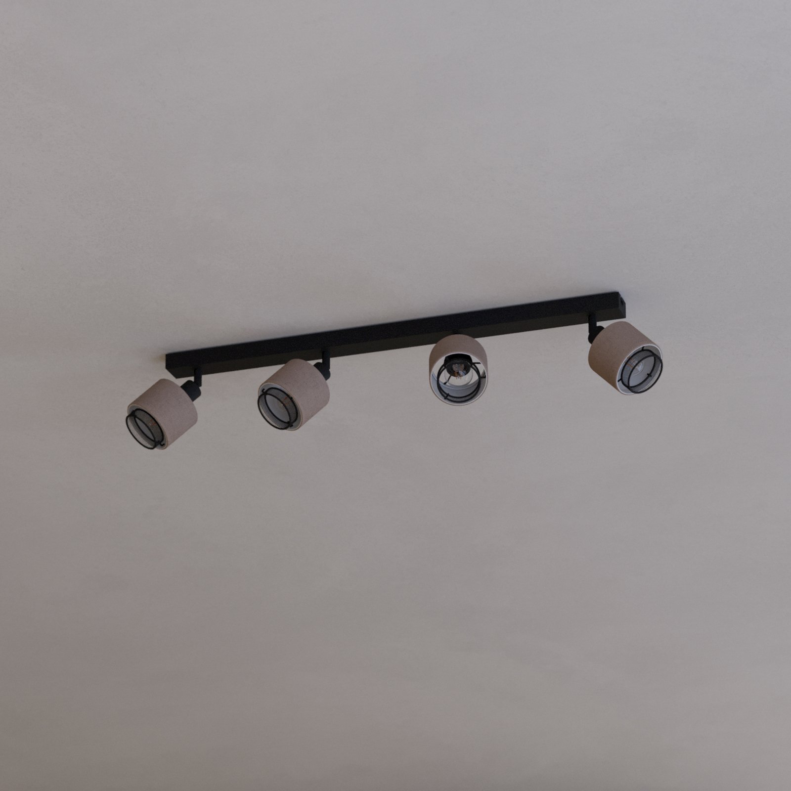 Stropni reflektor Rosley, dužina 75 cm, crna/prirodna, 4 žarulje,