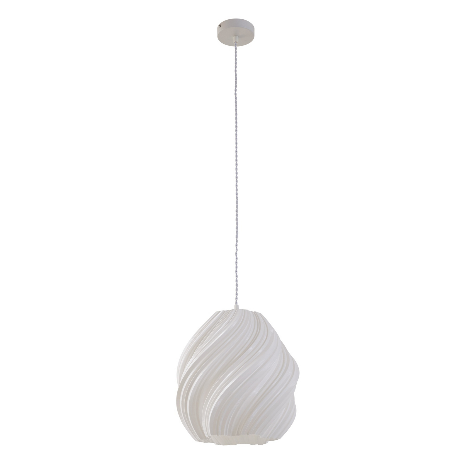 Lindby hanglamp Nuvia, Ø 30 cm, wit, gedraaid
