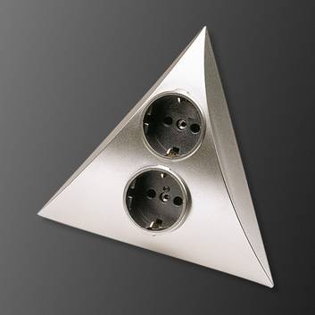 Combinación de enchufes Luxor acero inoxidable, 2