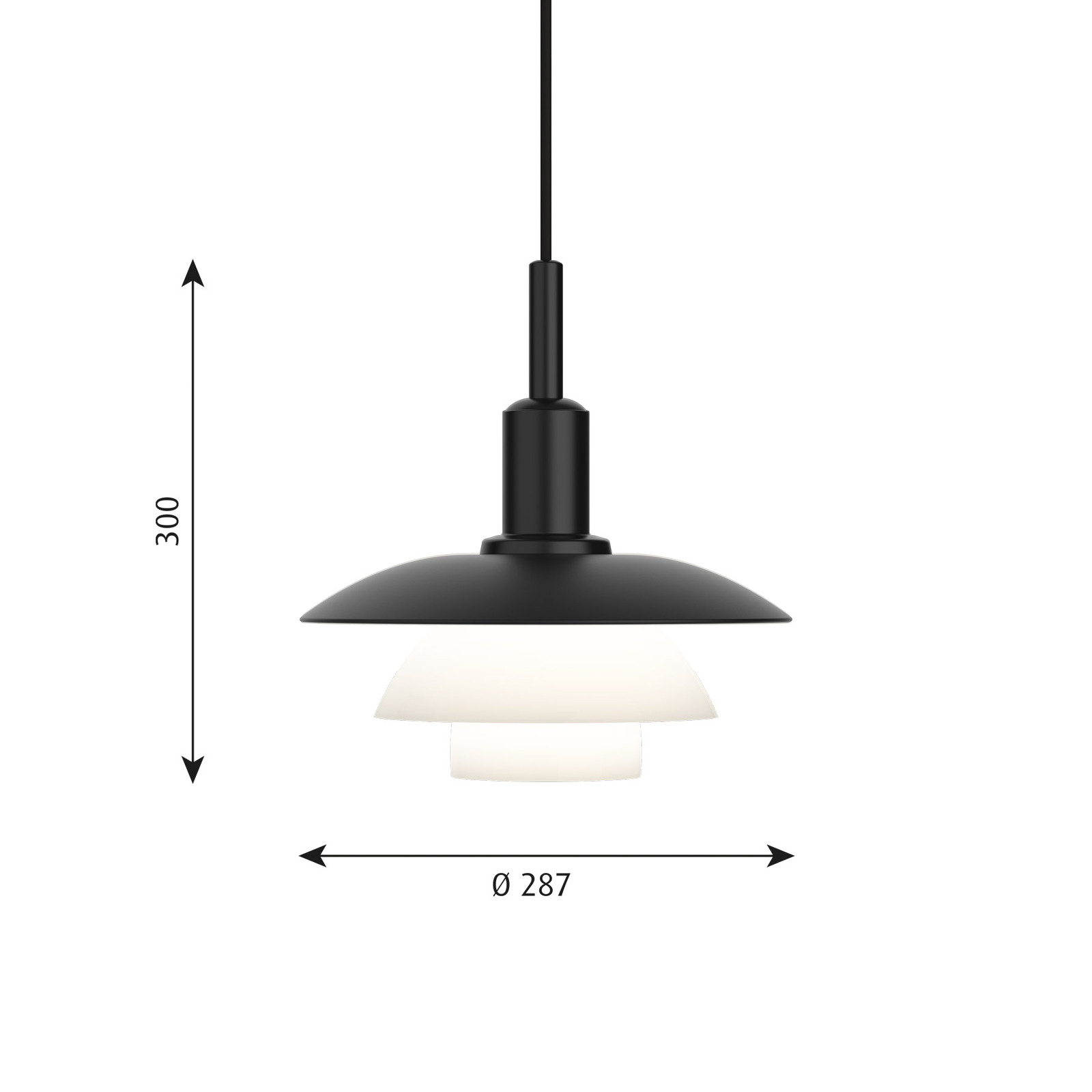 PH 3/3 Visilica Crna/Opal - Louis Poulsen