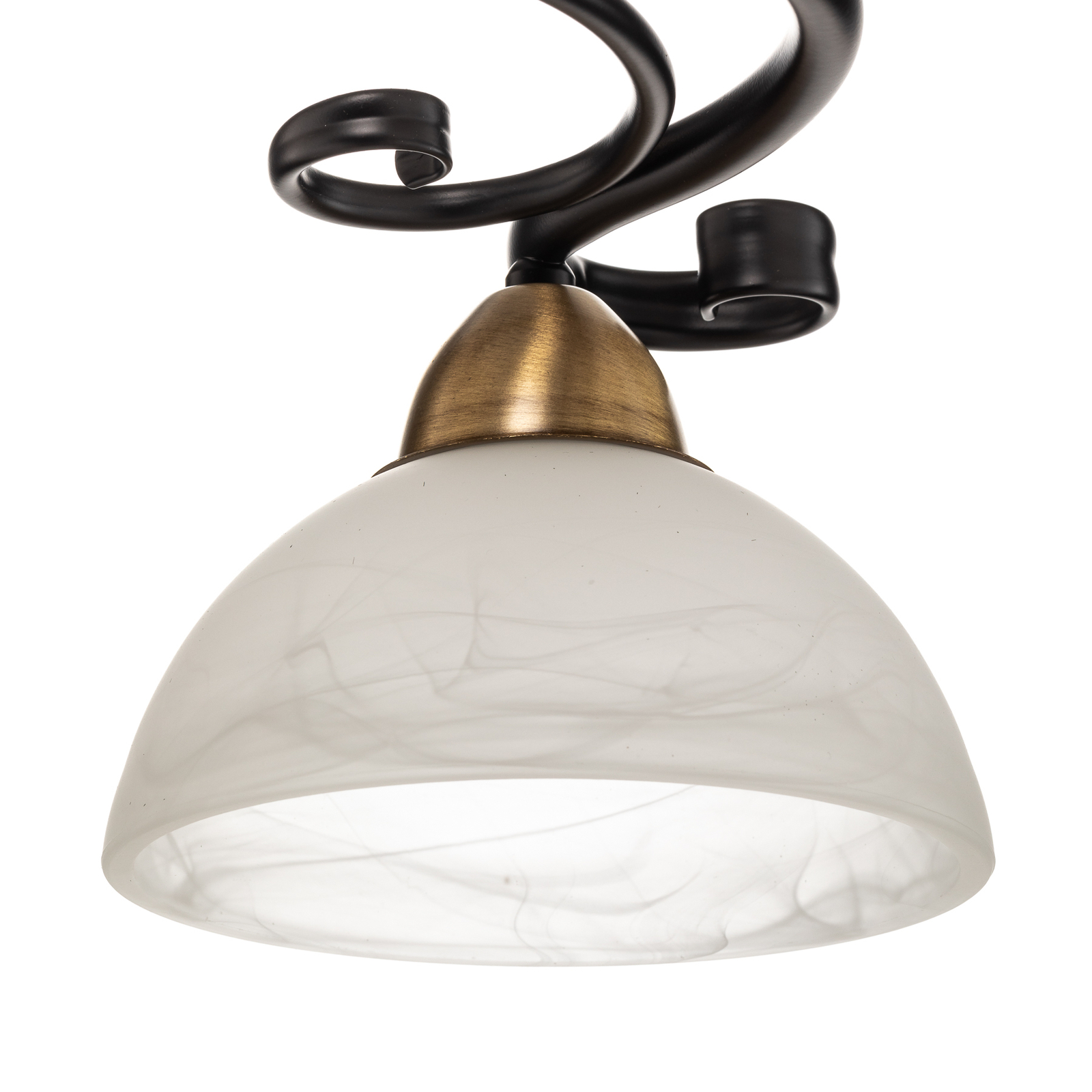 Flora ceiling lamp 2 glass lampshades, black/brass