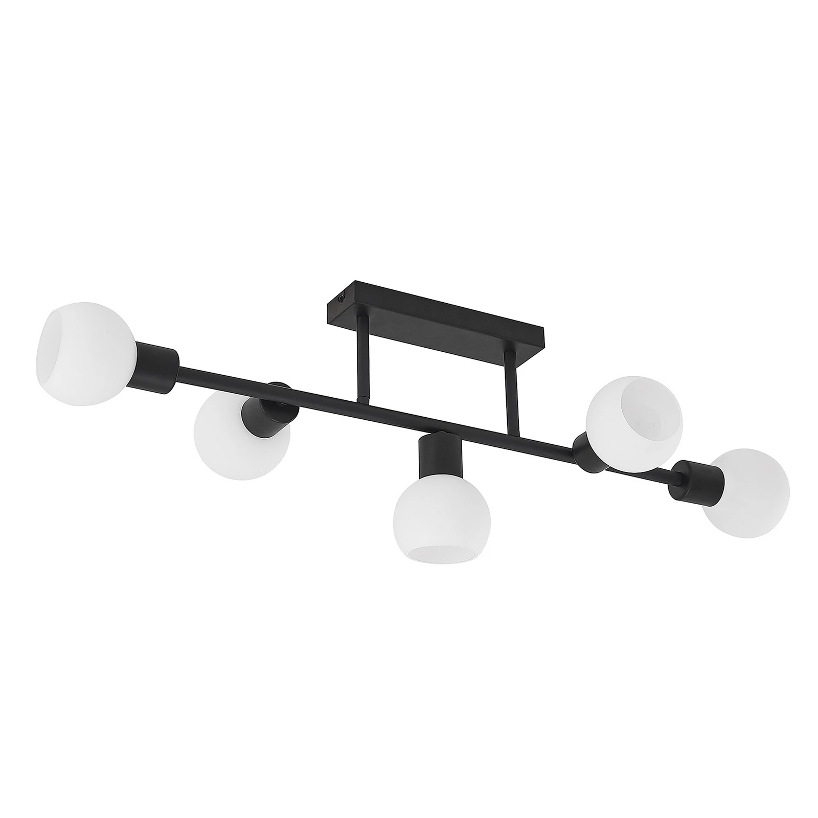 Lindby candeeiro de teto Biscala, 5flg., preto/opal