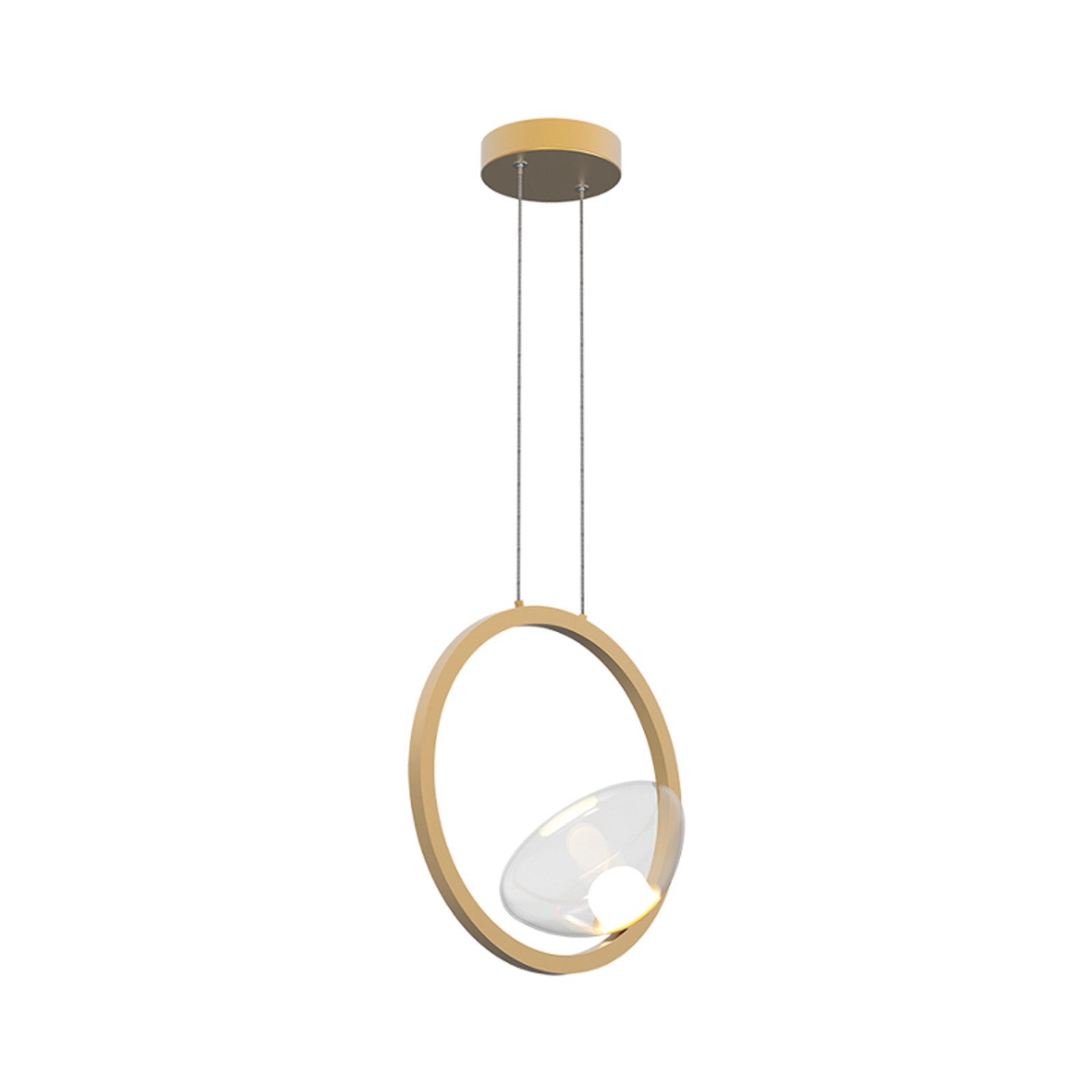 LED pendant light 23028, 1-bulb, 3,000 K, glass, golden