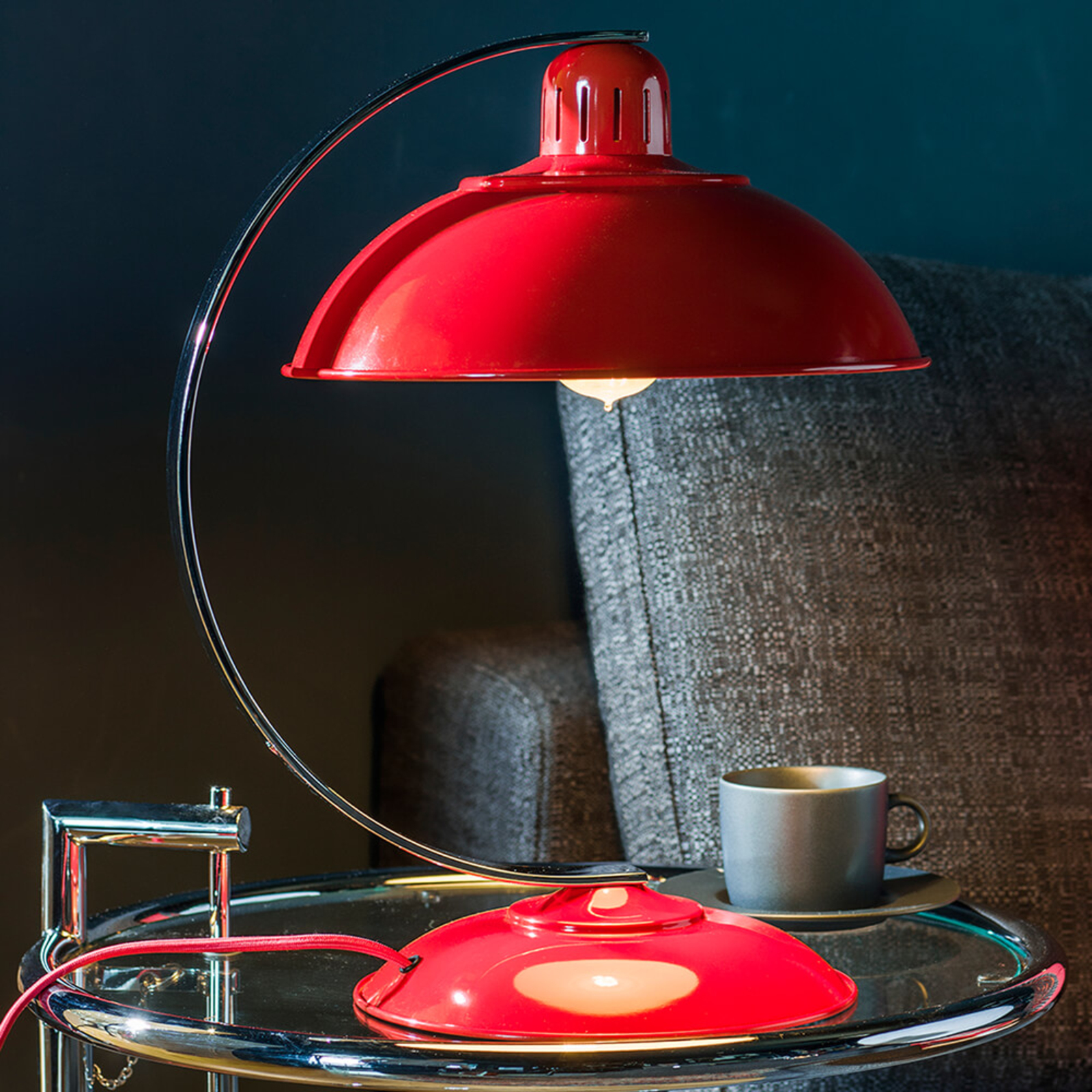Elstead In fresh red - table lamp Franklin, for Living / Dining Room, metal, E27, 60 W, energy efficiency: A++, H: 46 cm