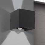 Applique d'extérieur LED Cube-S, anthracite, métal, capteur