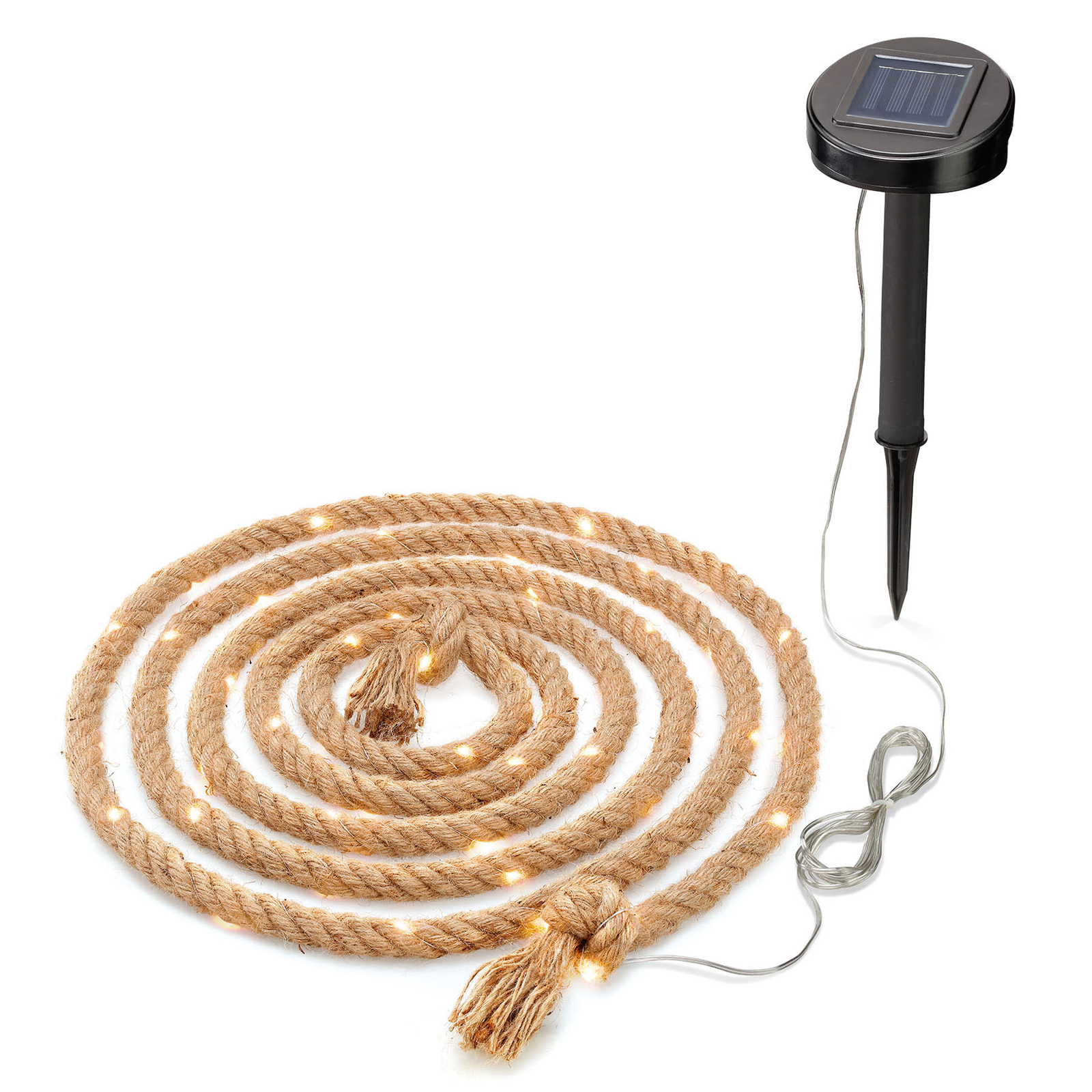 Esotec Cord Light 450 solar decorative light, sisal, L: 450 cm