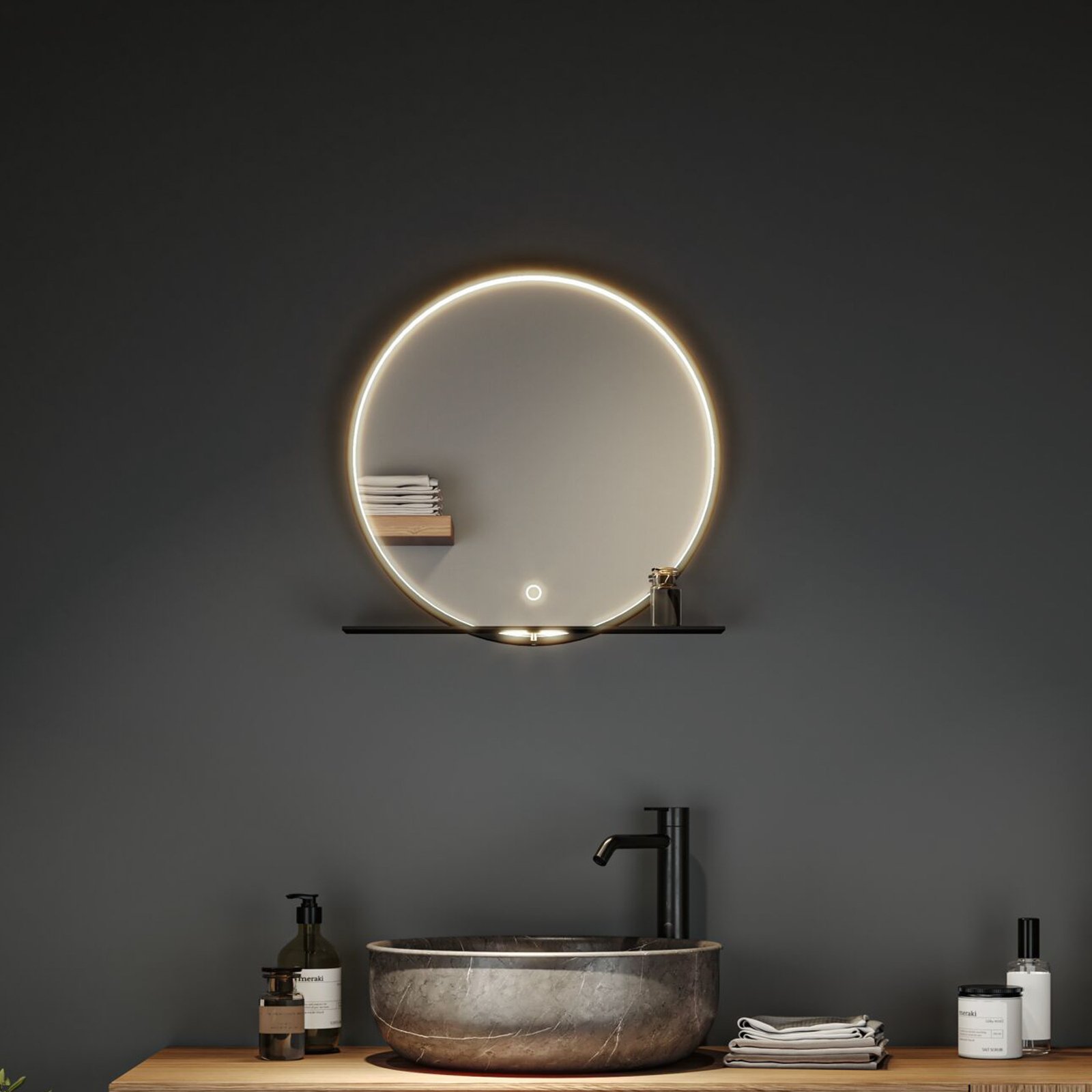 Paulmann Miro LED-vægspejl CCT Ø50cm framelight