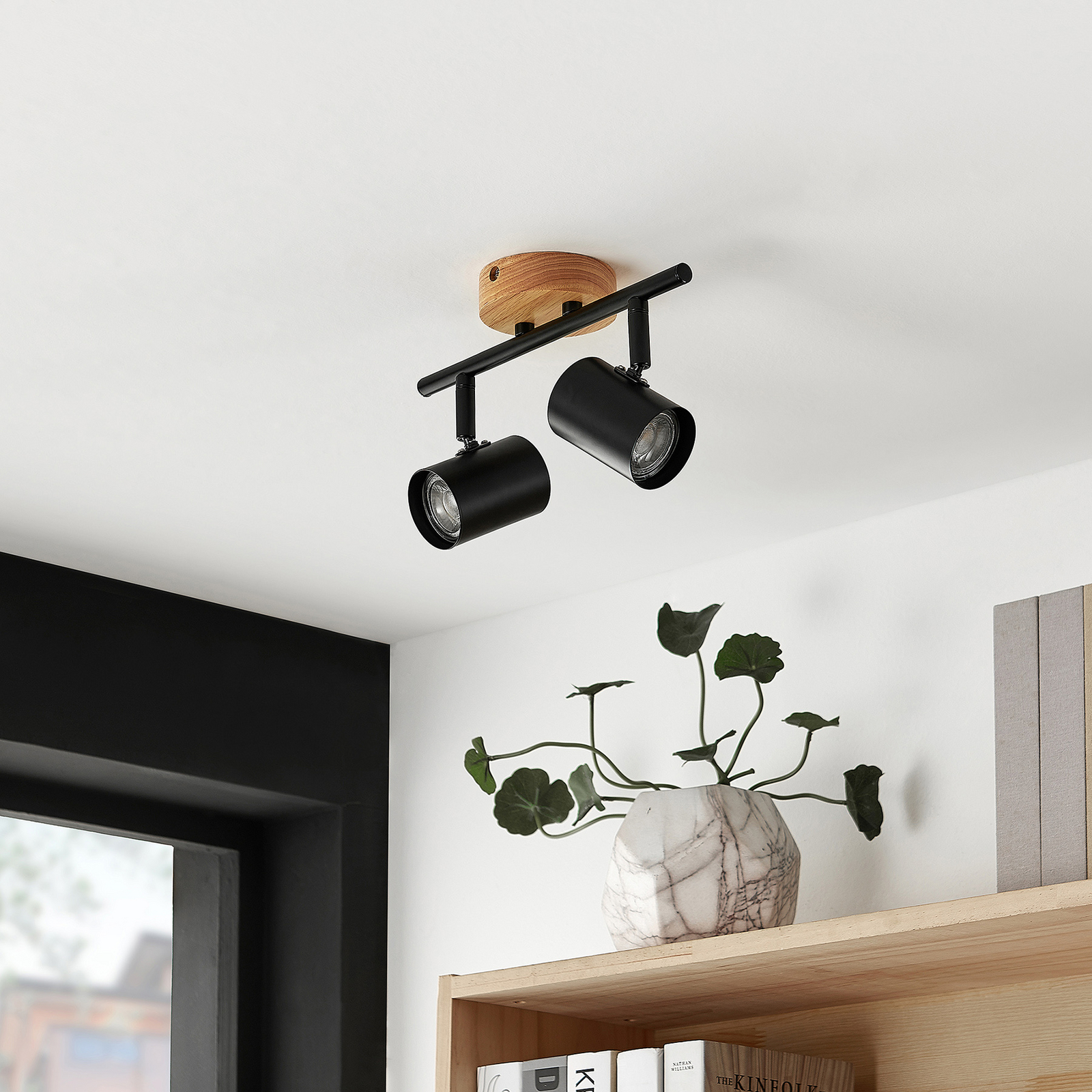 Xiomara 2 Lampa Sufitowa Black/Light Wood - Lindby