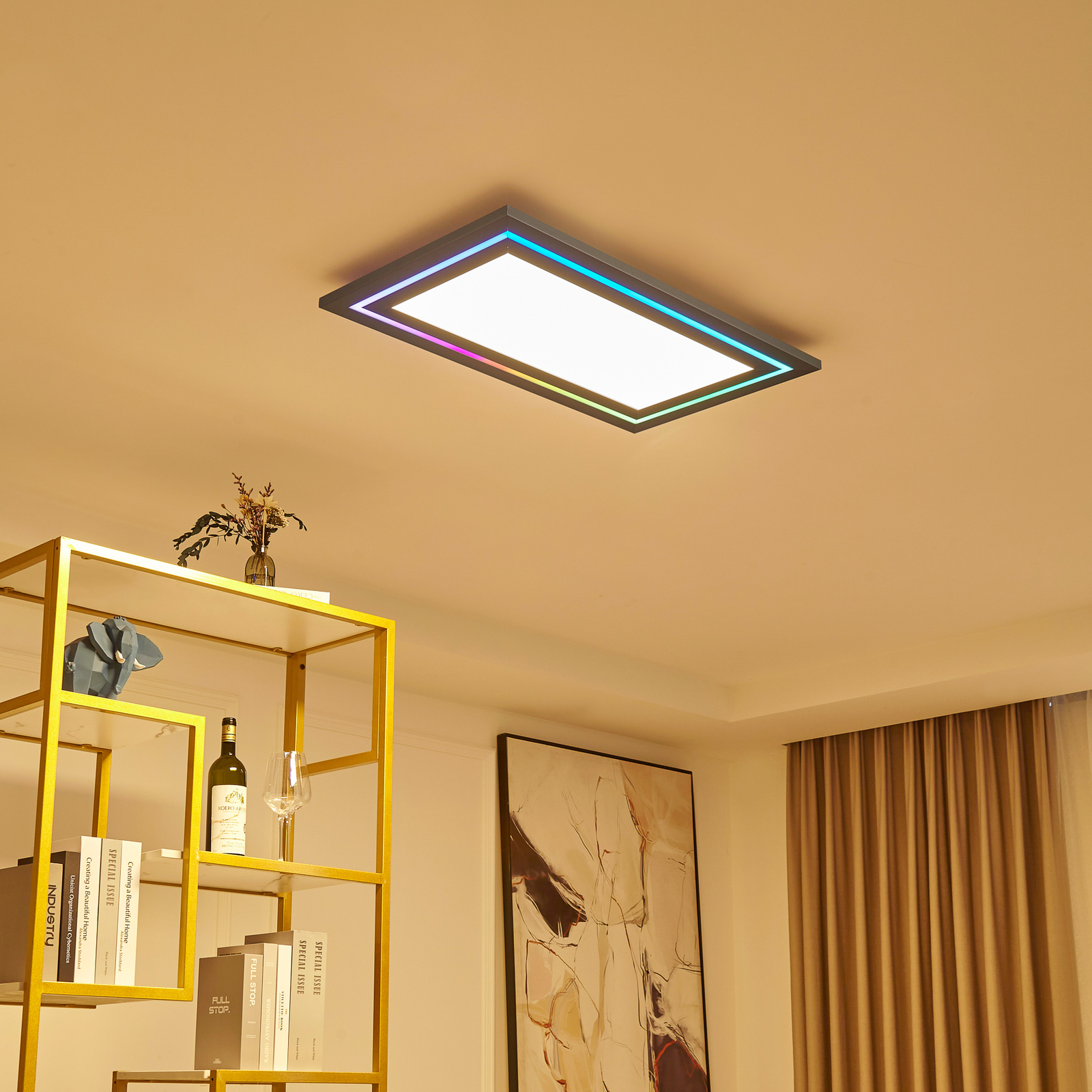 Lucande LED plafondlamp Leicy, nikkel, 80 cm, RGBIC, CCT