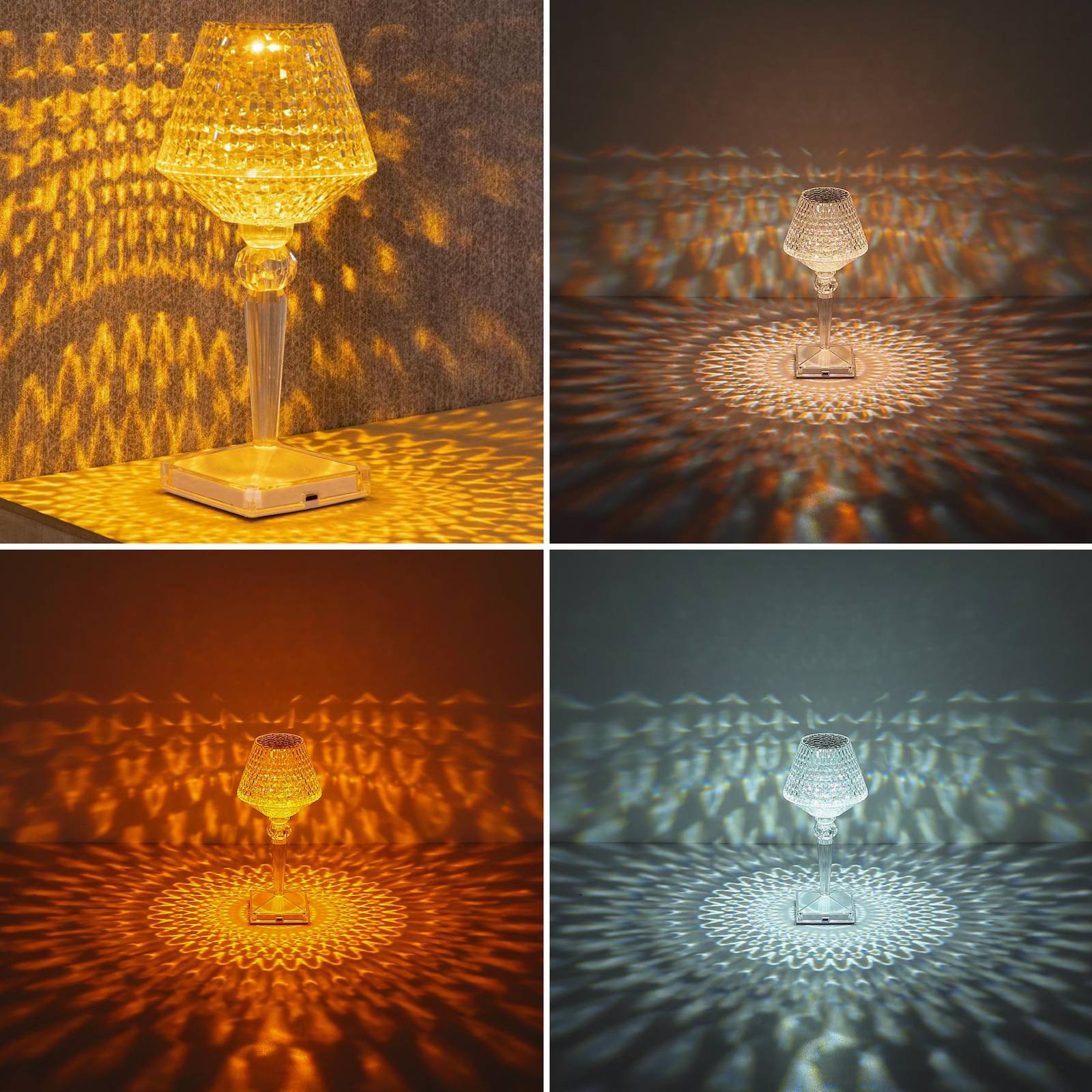 Globo Lampe de table LED rechargeable Gixi, transparent/effet cristal, CCT