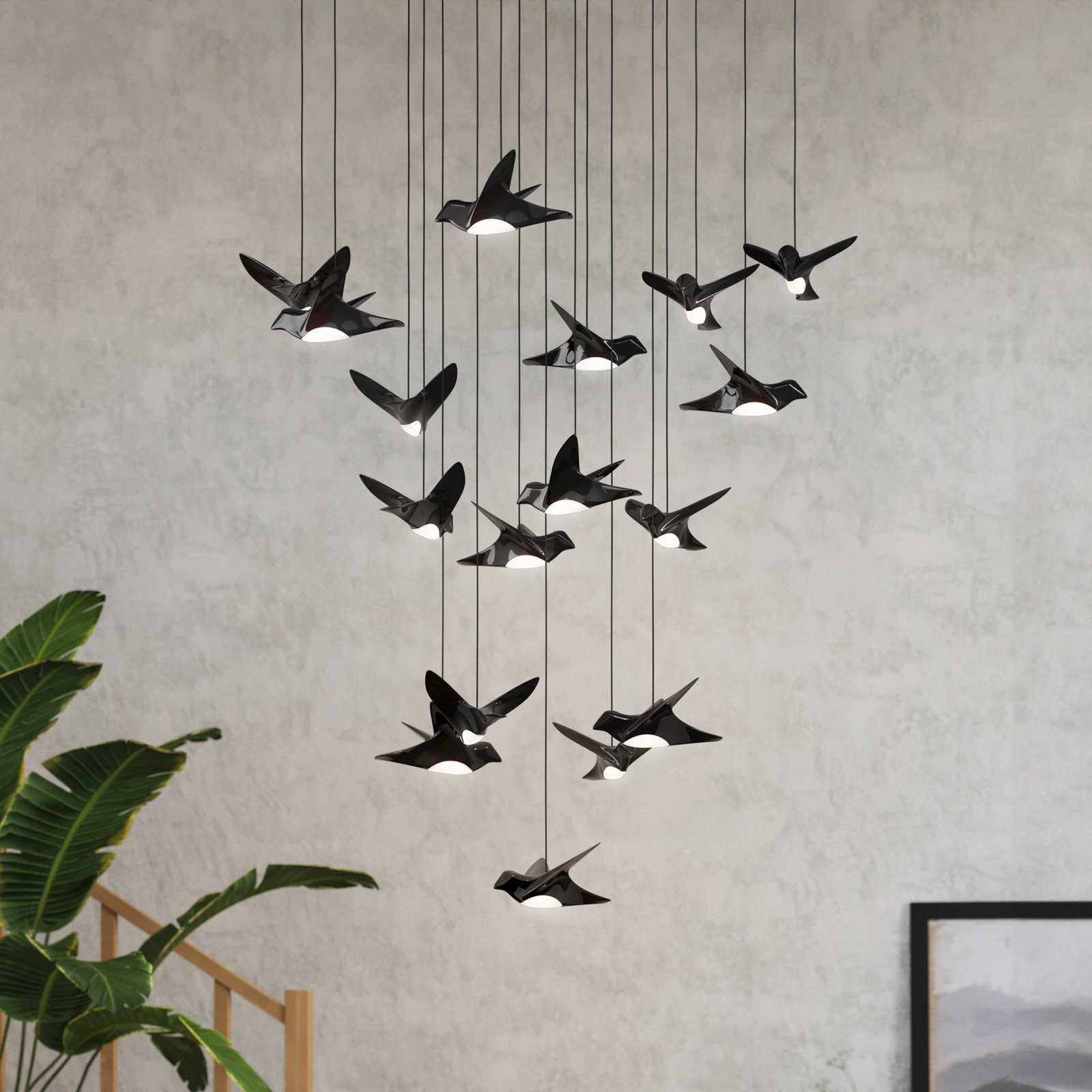 EGLO Stars Of Light LED Pendul Paratebueno negru rotund 17fl - Camera de zi / sufragerie - Design - negru-nichel - Metal