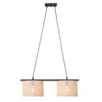 Zigana pendant light, white patterned, 2-bulb, fabric, wood