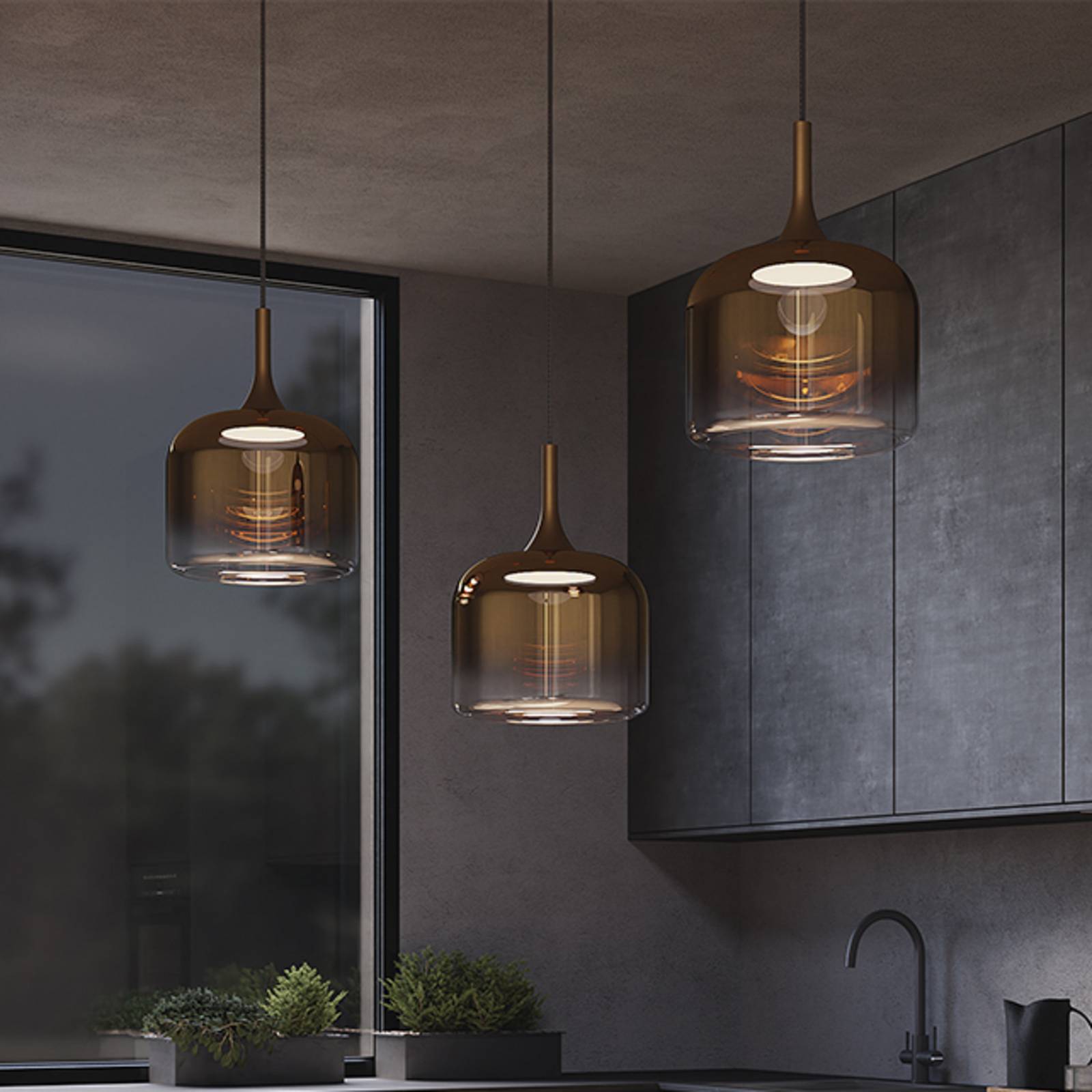 Maytoni LED-Hängeleuchte Spirito, gold, Glas, Ø 26 cm günstig online kaufen