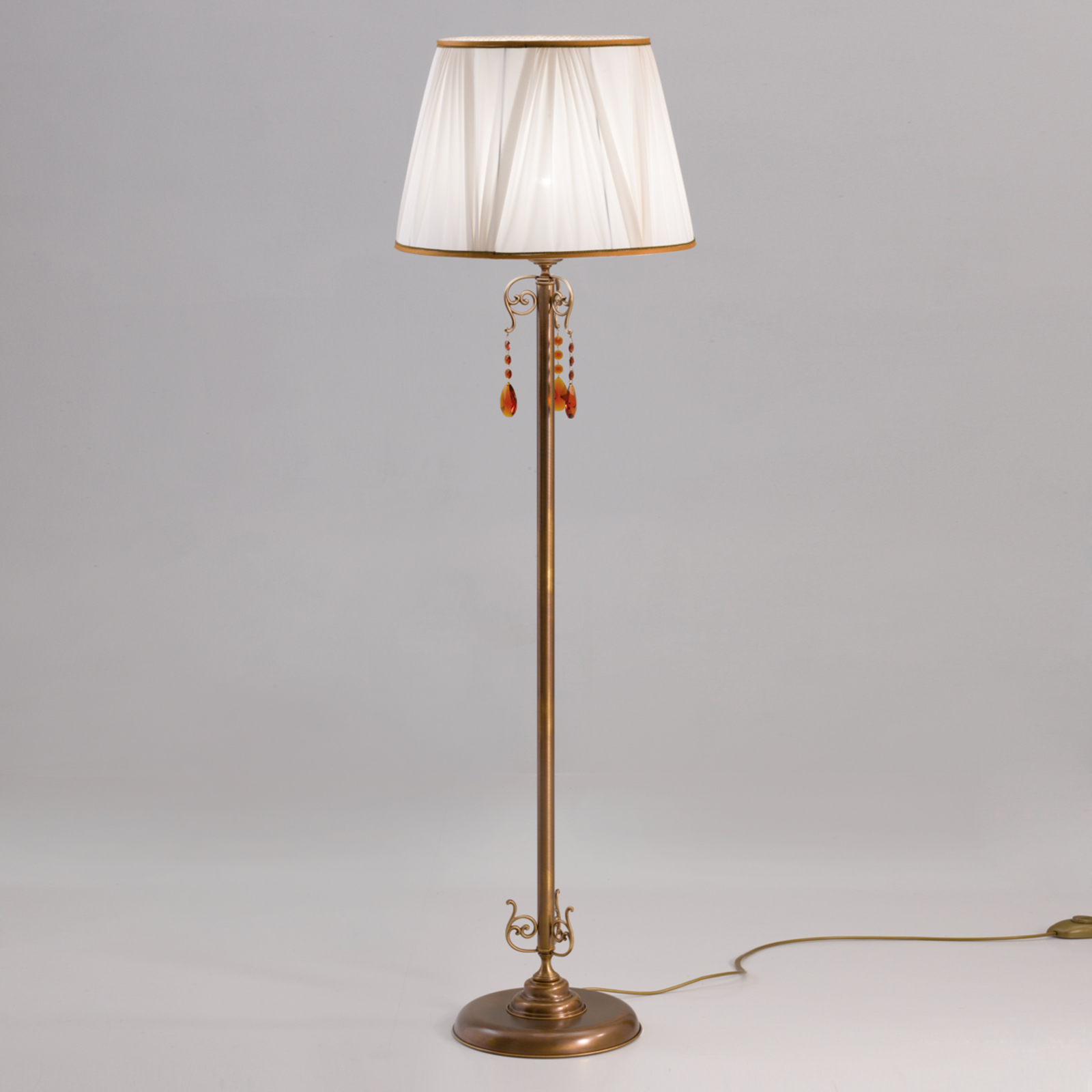 Cremasco Decorative Crystal floor lamp, for Living / Dining Room, metal, fabric, E27, 100 W, energy efficiency: A++, H: 170 cm