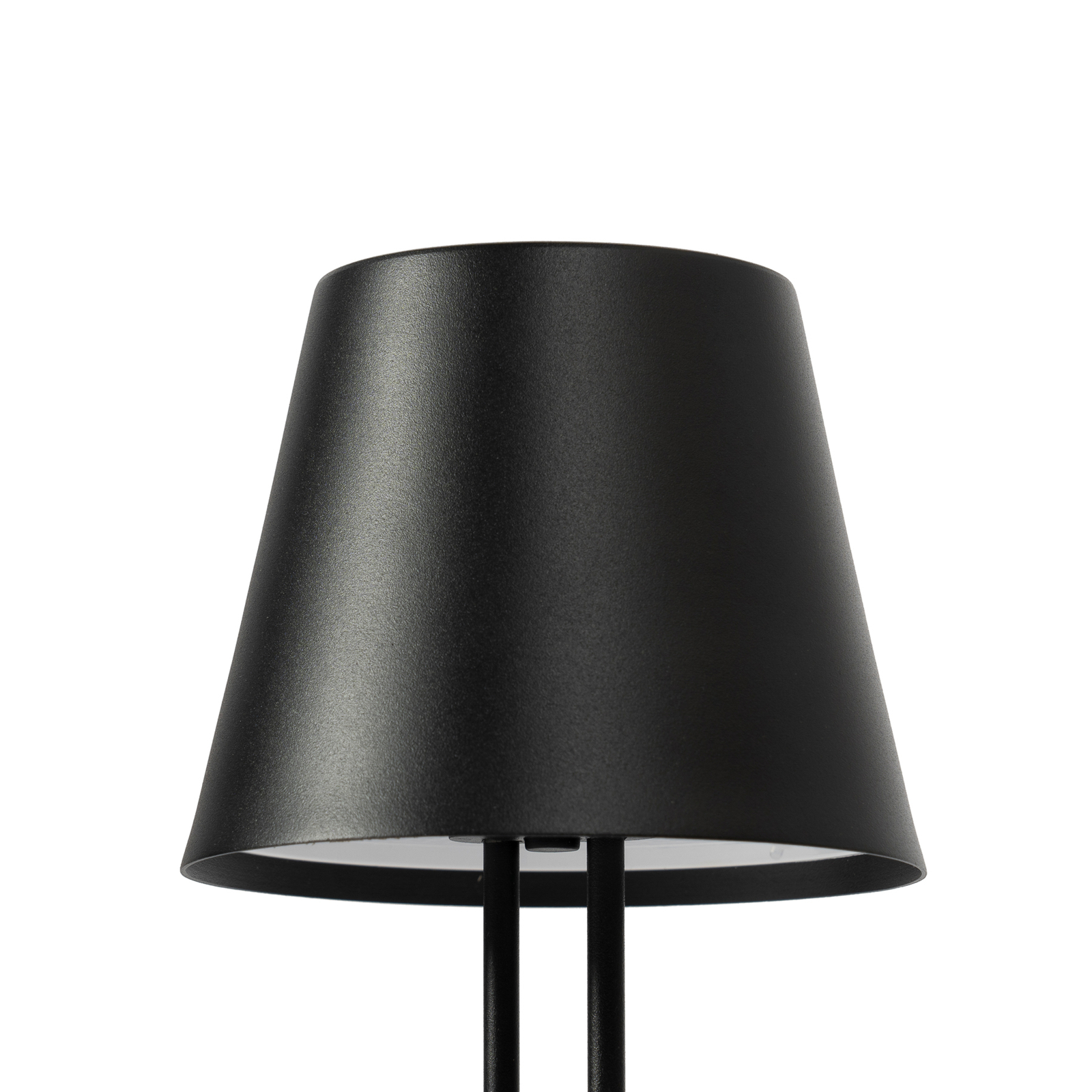 Lindby LED rechargeable table lamp Janea, two-legged, black, metal