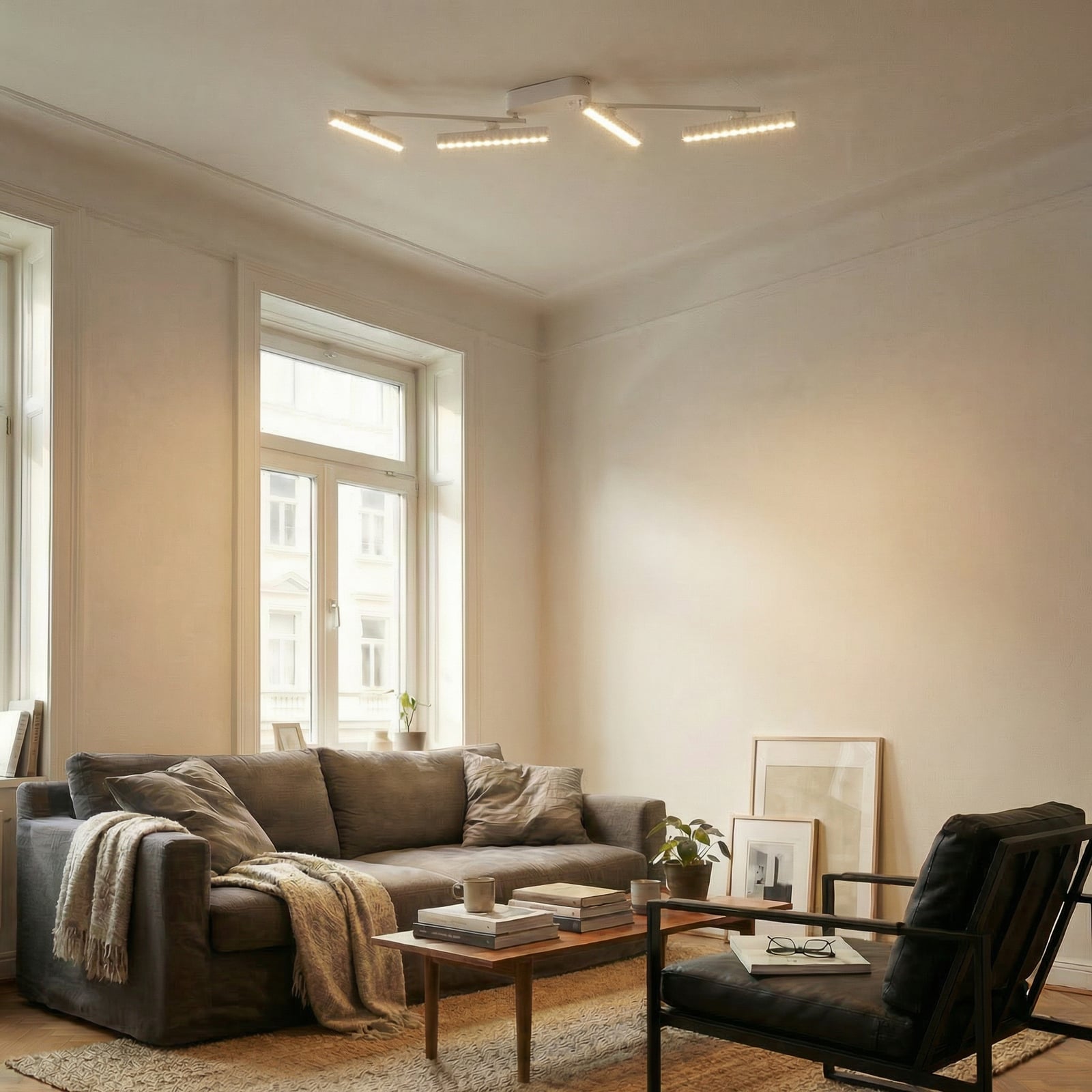 Lindby LED reflektor Eldrin, bílý, 4 světla, světelné body