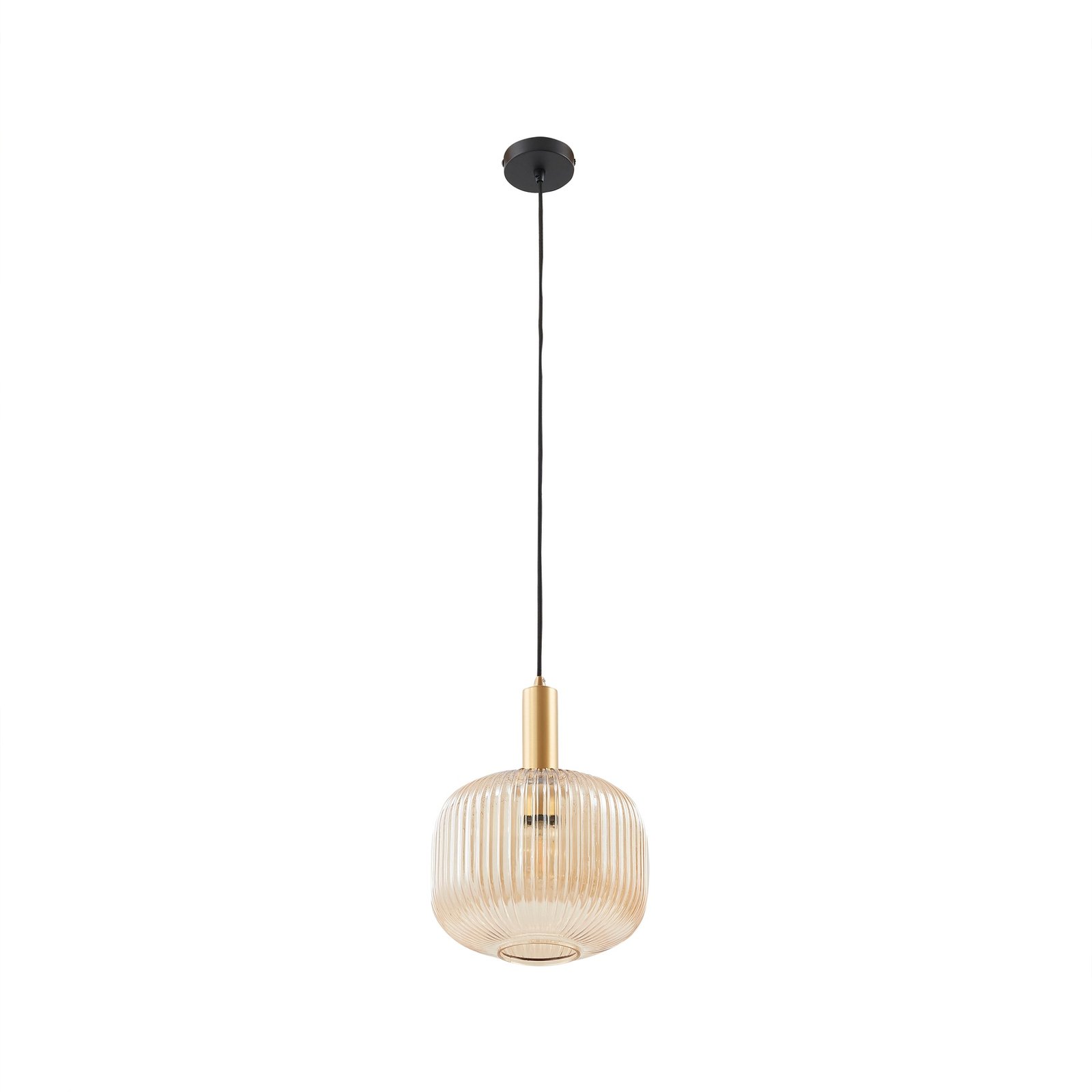 Lindby lampada a sospensione Doroteo, 1 luce, ambra, vetro