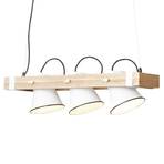 Hanglamp Plow met drie lampjes wit licht hout