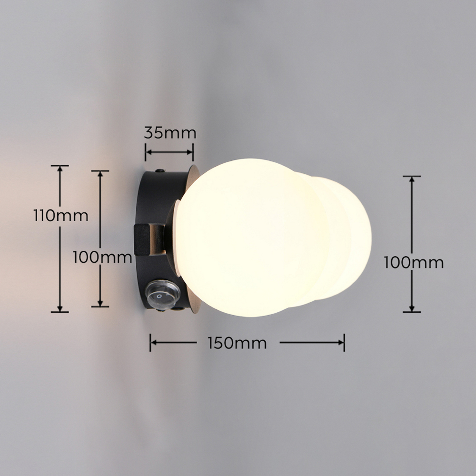 Seinavalgusti Alfio, 50 cm, must metall/klaas, IP44, 3-lambiline Seinavalgusti Alfio, 50 cm, must metall/klaas, IP44, 3-lambiline