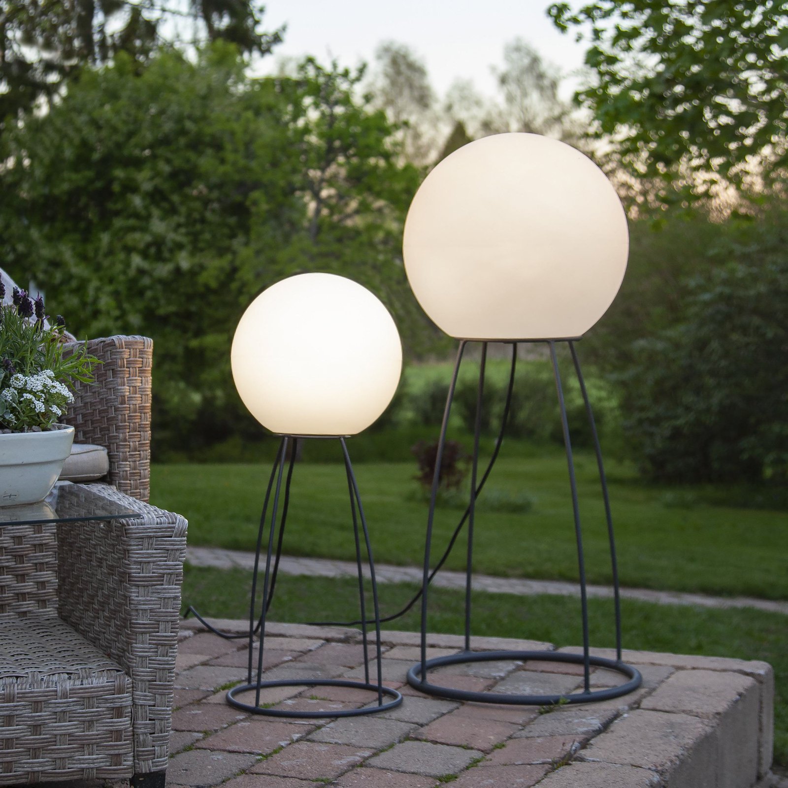 Patio lamp Mallorca 95 cm zwart/wit kunststof/metaal