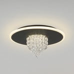 Deluge LED ceiling light, black, Ø 32 cm, metal/acrylic
