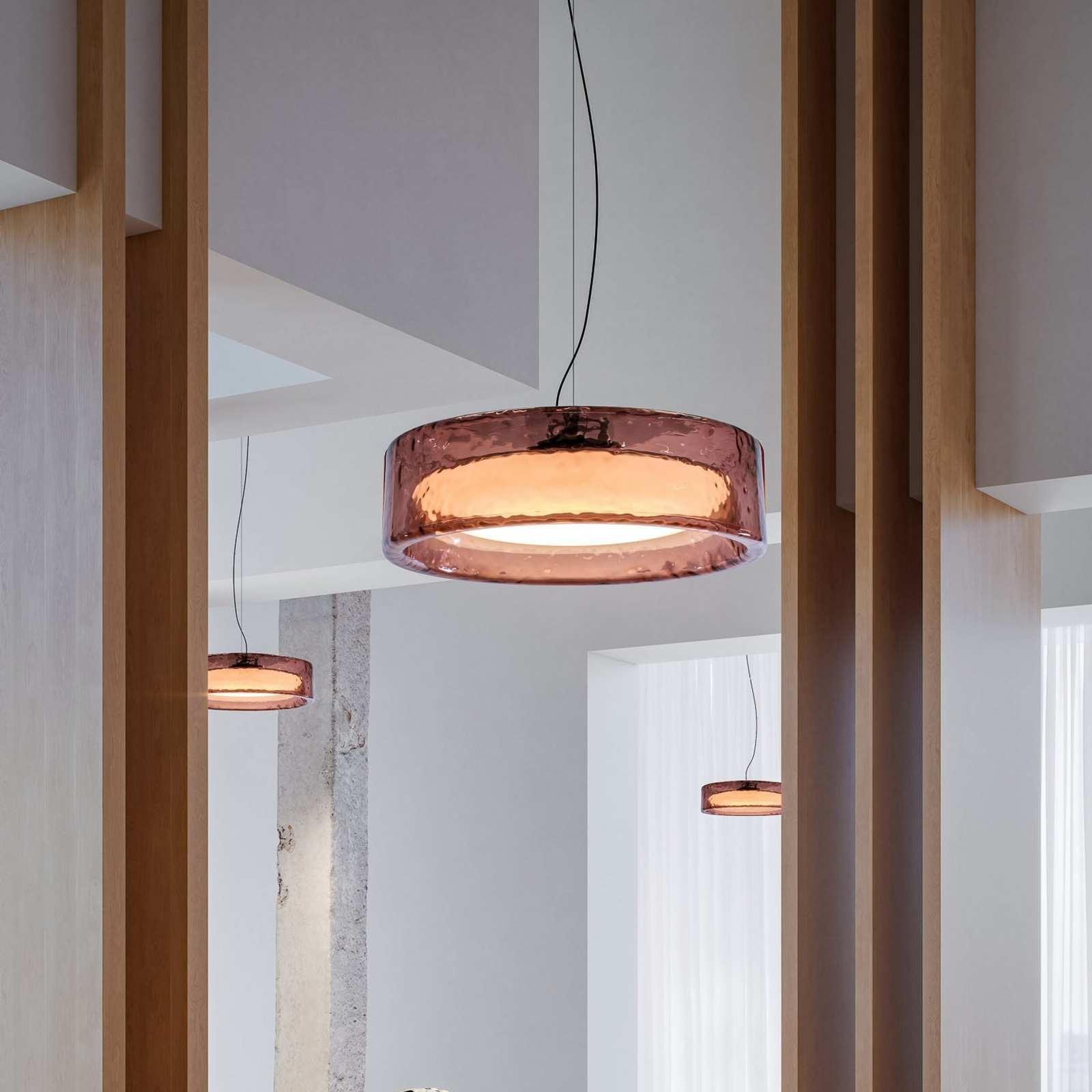 MARSET LED-Hängelampe Ringo, Ø 90 cm, rosé, TRIAC Kunststoff