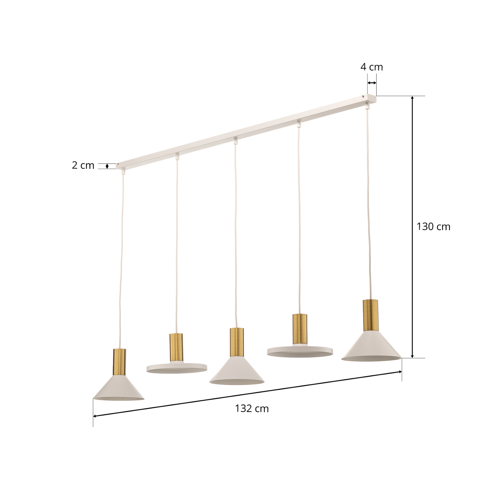 Suspension Hermanos V 5 lampes blanc/laiton