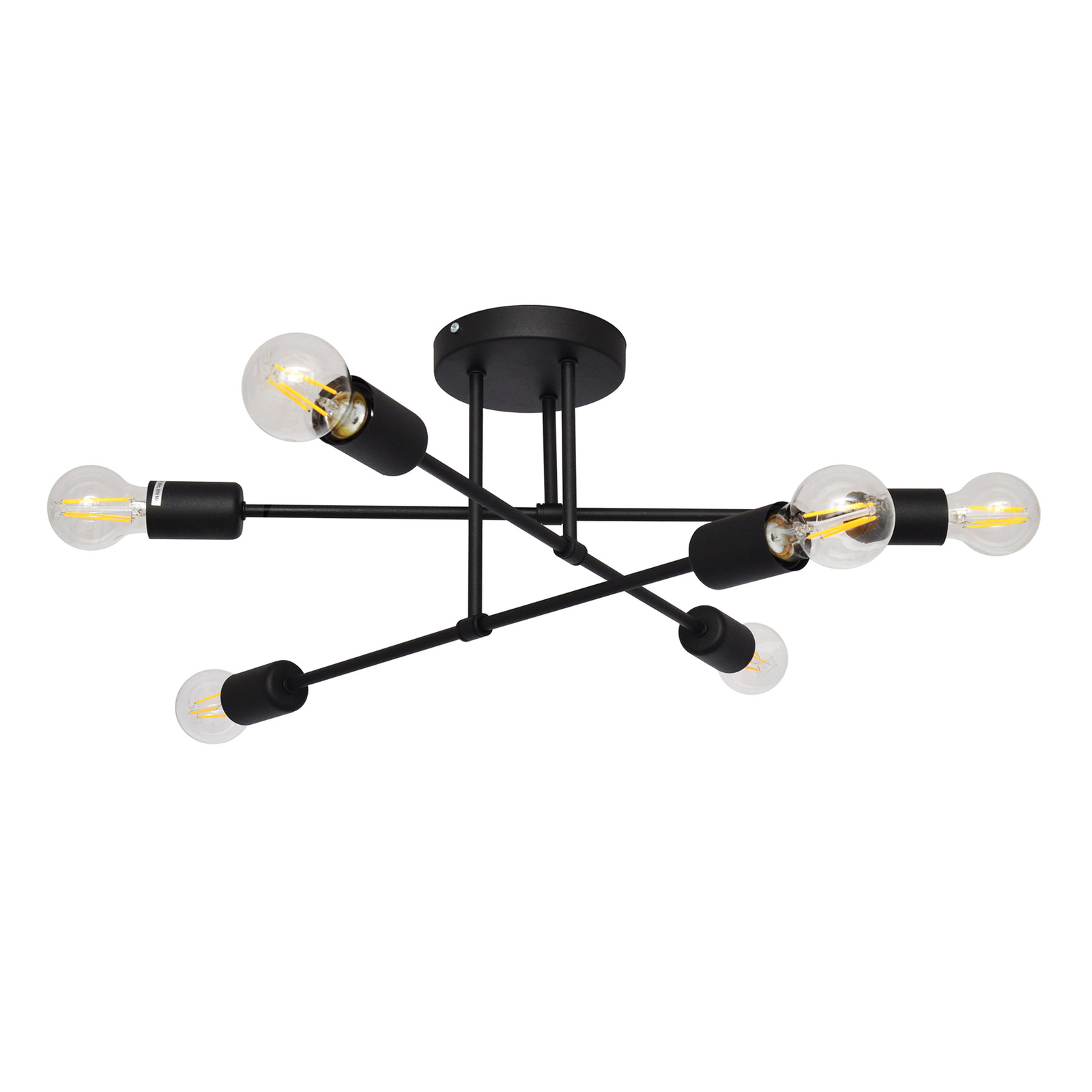 Taklampa Cambridge, 6 lampor, svart