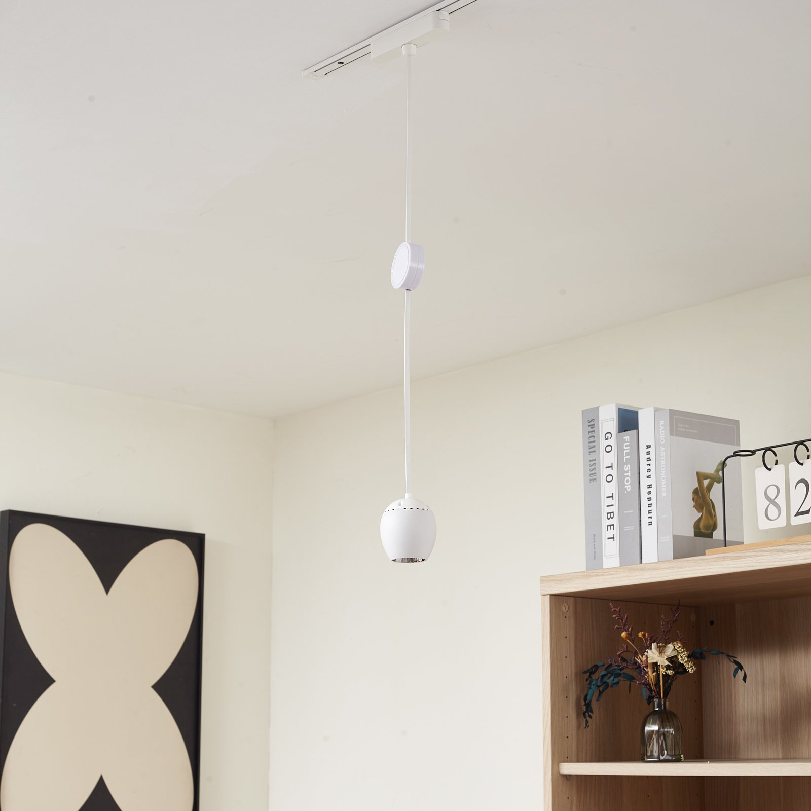 Lindby LED závěsné svítidlo Lumaro, bílé, Ø 6,2 cm, 48V