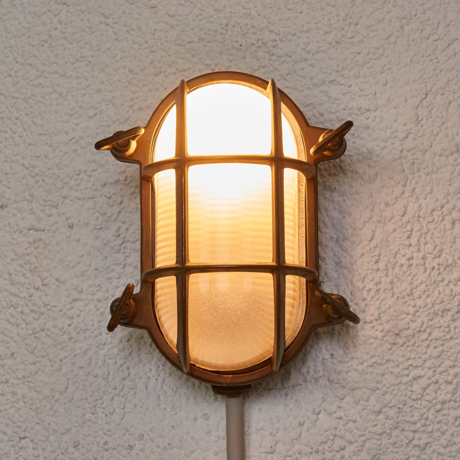 Bengt ovalna vanjska zidna svjetiljka od antiknog mesinga/opala