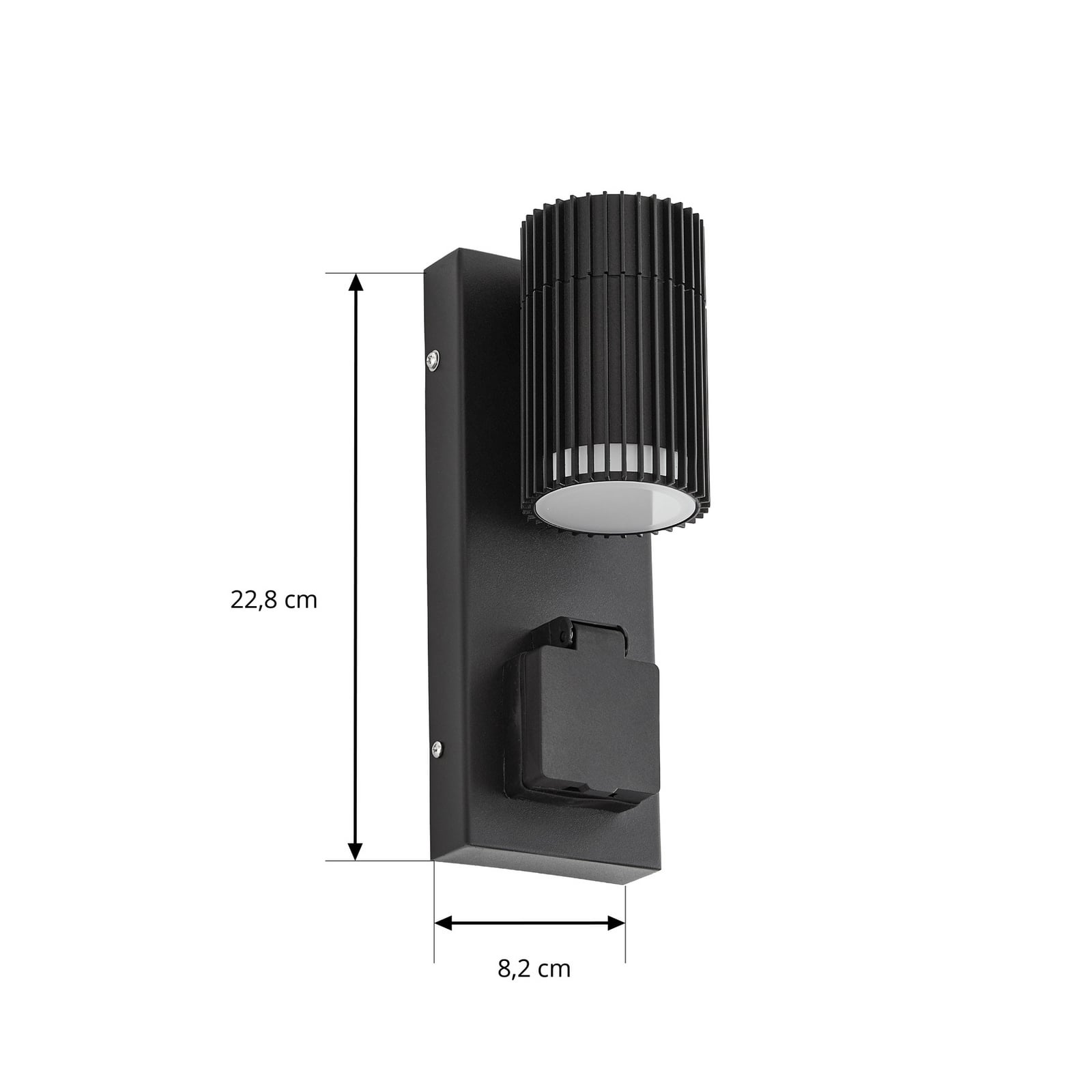 Lindby Enerio kültéri fali lámpa, fekete, csatlakozóaljzattal, GU10, IP44 Lindby Enerio kültéri fali lámpa, fekete, csatlakozóaljzattal, GU10, IP44
