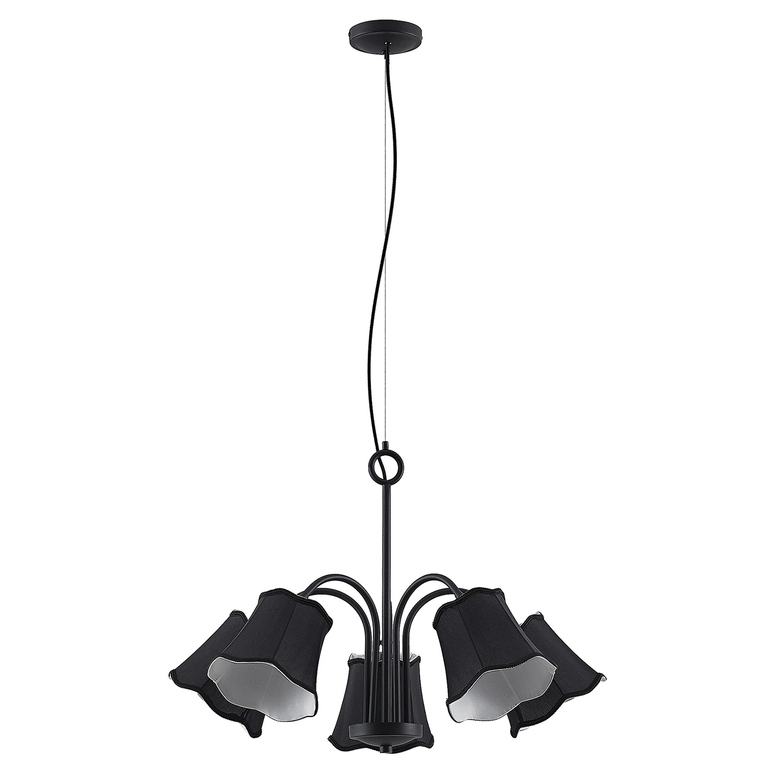 Lucande Binta hanglamp, 5-lamps, zwart