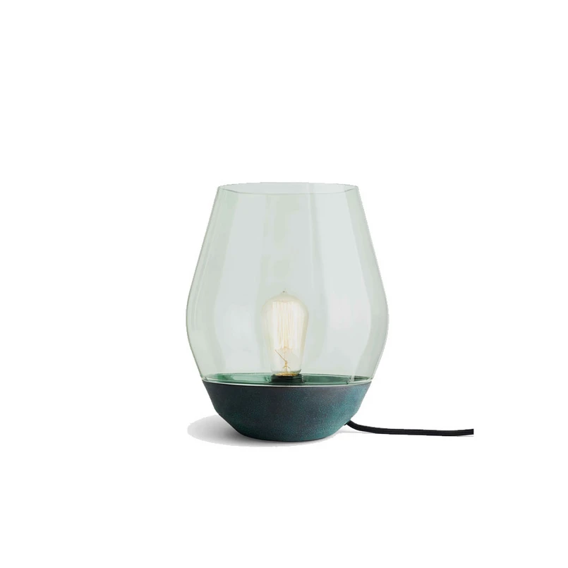 New Works - Bowl Bordlampe Verdigrised Copper/Light Green Glass