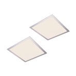 Lindby LED panel Livel, set of 2, 4,000 K, 40 x 40 cm, silver