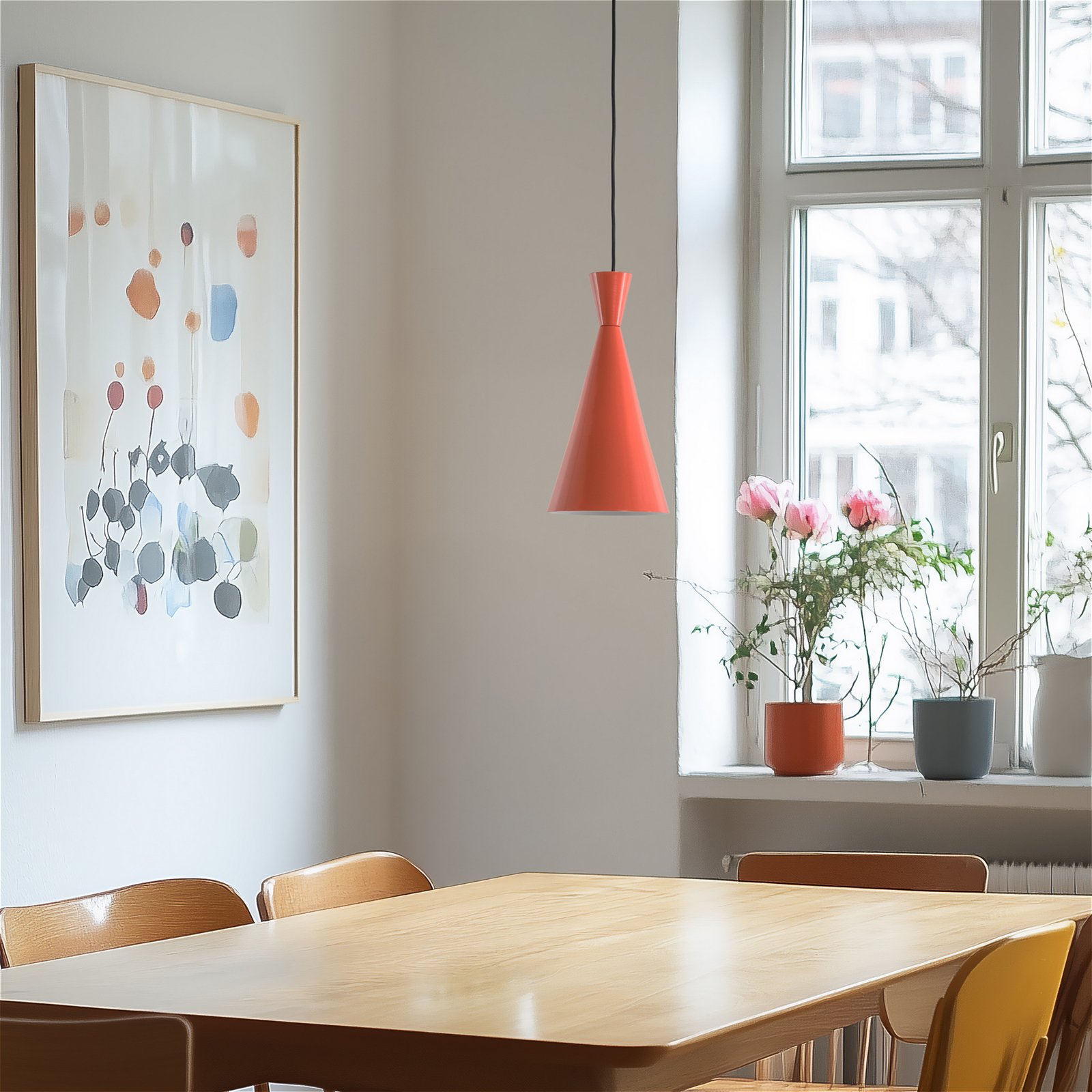 Závesné svietidlo Tom, oranžové, kov, Ø 19 cm, E27