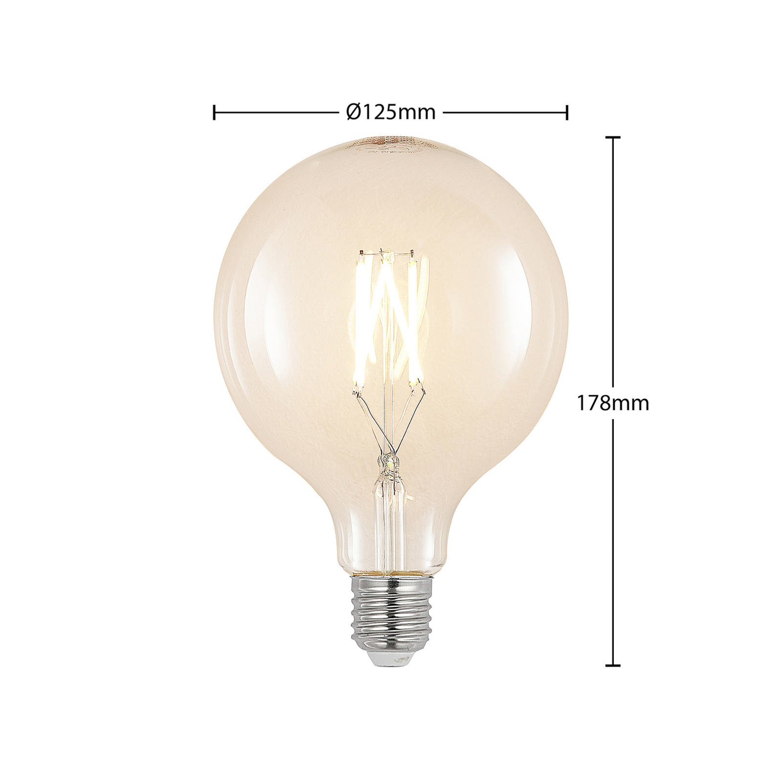 LED-Filament E27 6W 2.700K G125 Globe klar 3er-Set