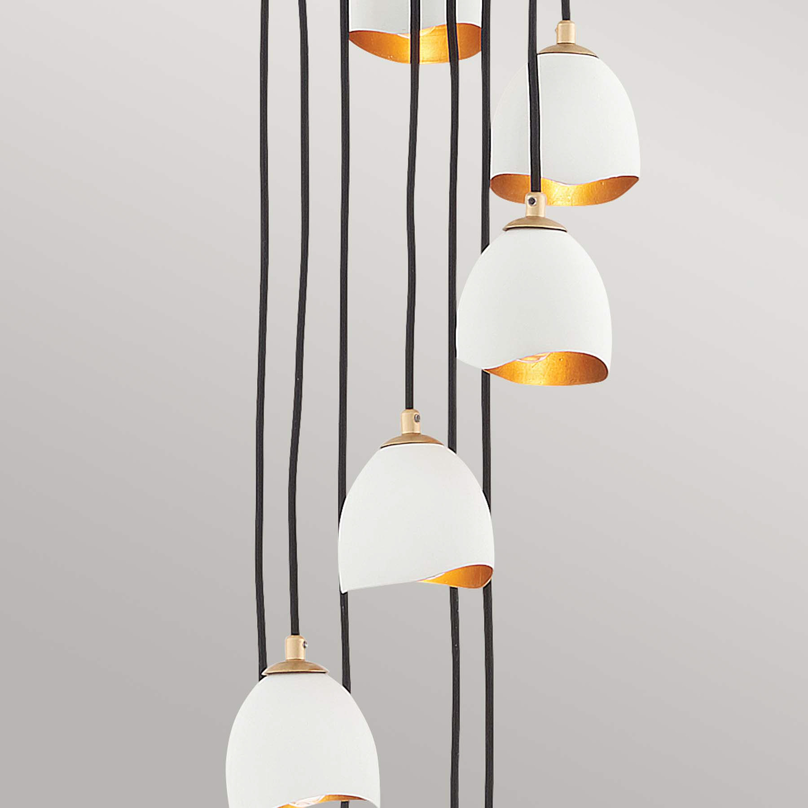 Suspension Nula, blanc coquille/or, 12 lampes