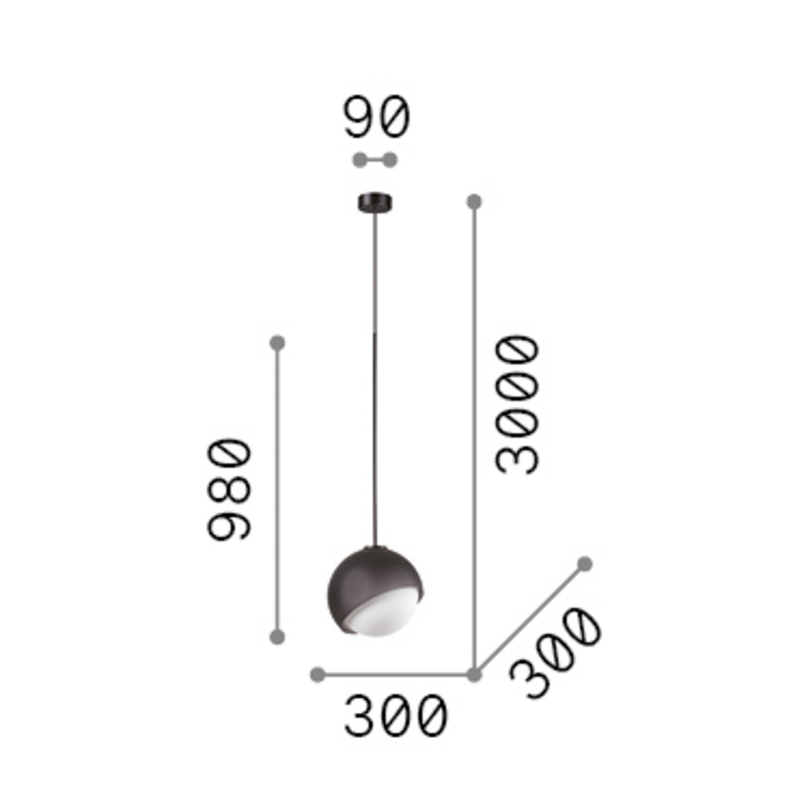IDEAL LUX Bloom hanging light, Ø 30 cm, brass, metal/glass IDEAL LUX Bloom hanging light, Ø 30 cm, brass, metal/glass