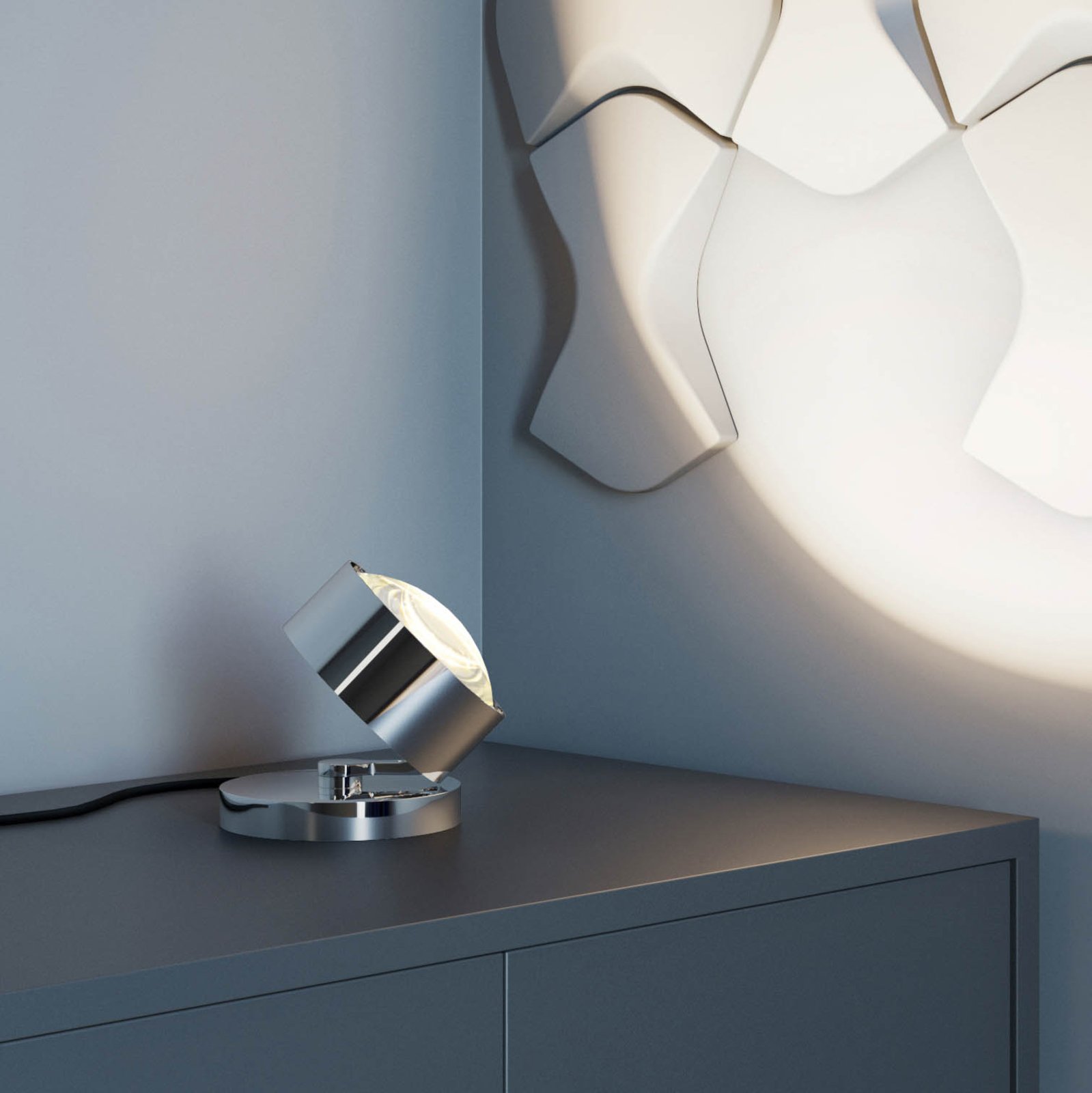LED stolní reflektor Puk Maxx Spot, chrom