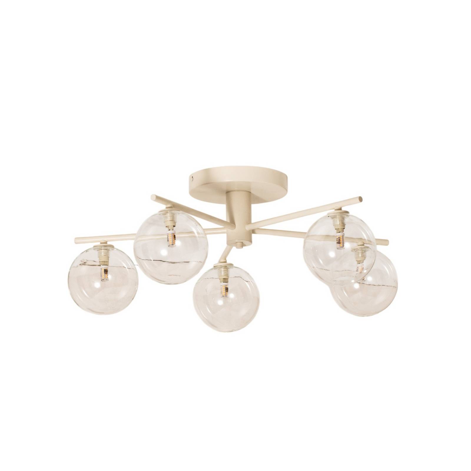 Deckenleuchte Prato, creme/klar, Glas, 5-flammig