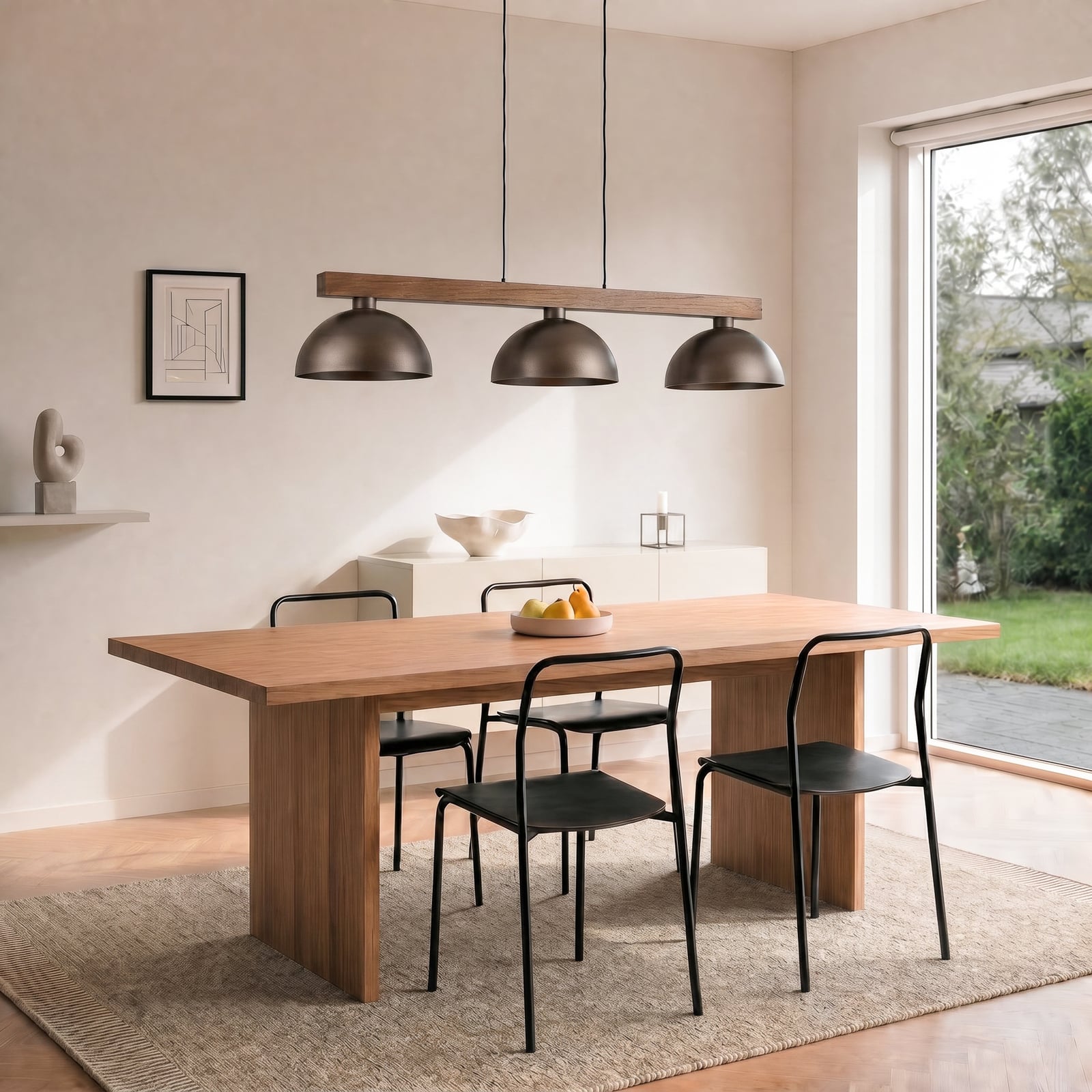 Závěsné světlo Oslo, hnědé, 3 žárovky, délka 118 cm, E27