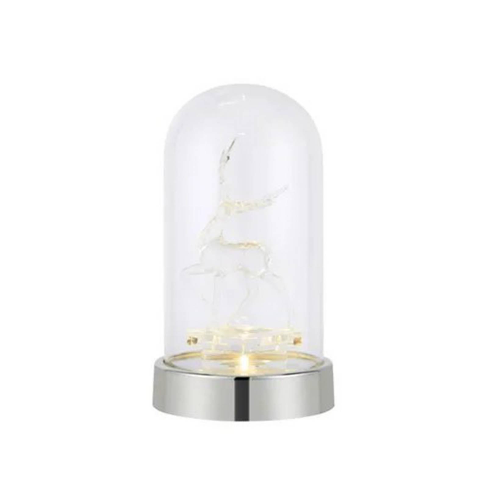LED-Dekoleuchte Isla, chrom/klar, Rentier, Höhe 20 cm