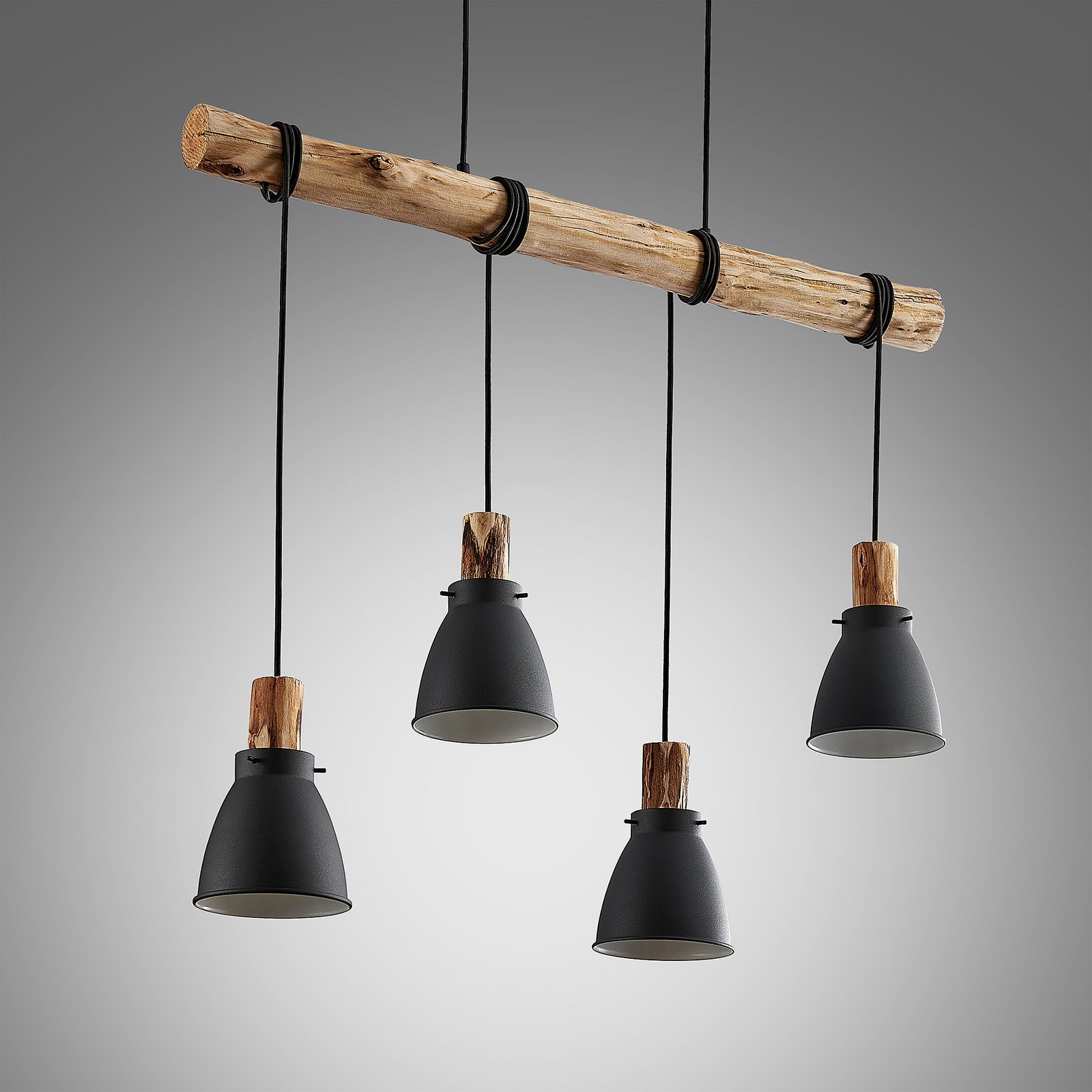 Trebale 4 Pendelleuchte Black-Wood - Lindby