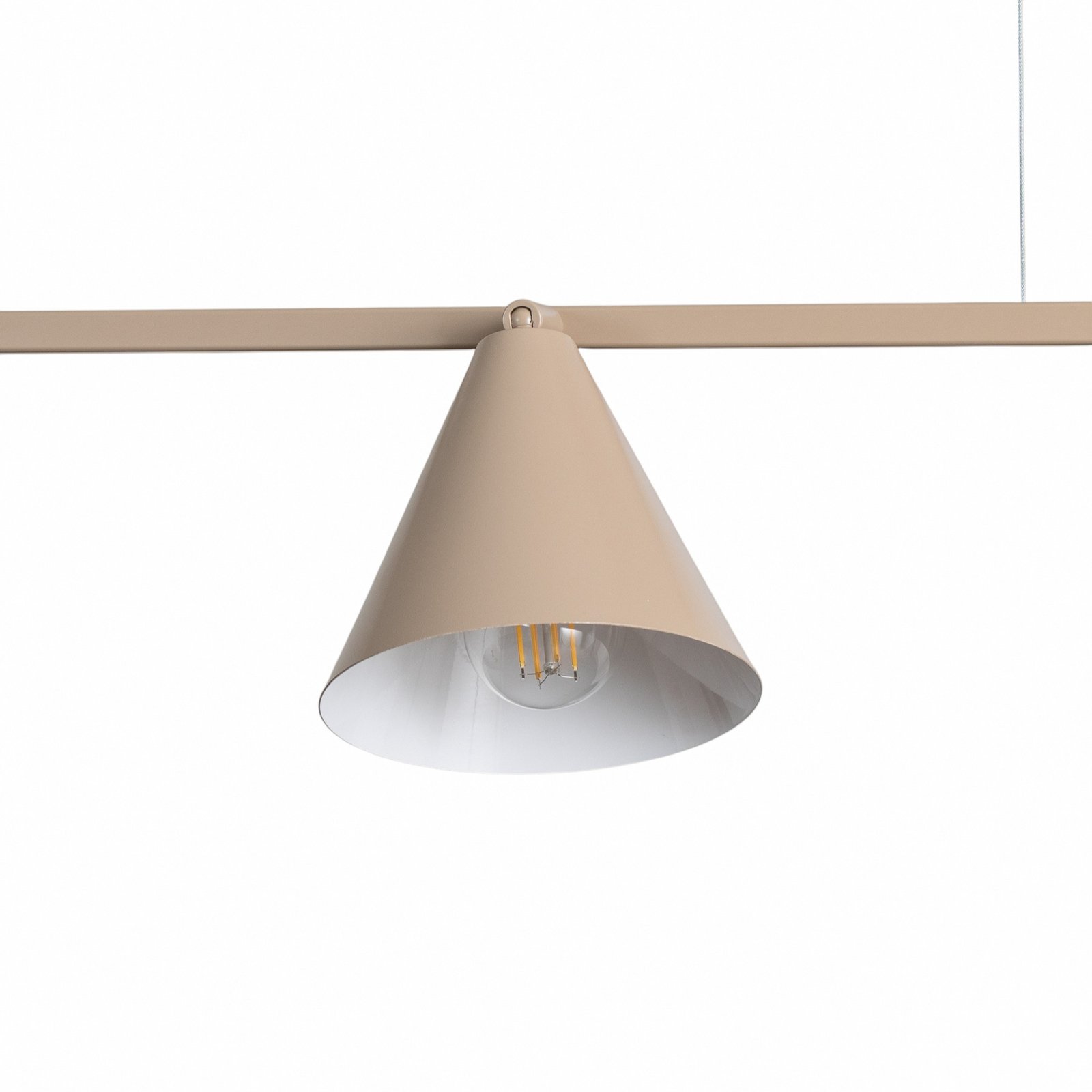 Hängeleuchte Form 4, beige, Metall, 4-flammig, Kegel, E27