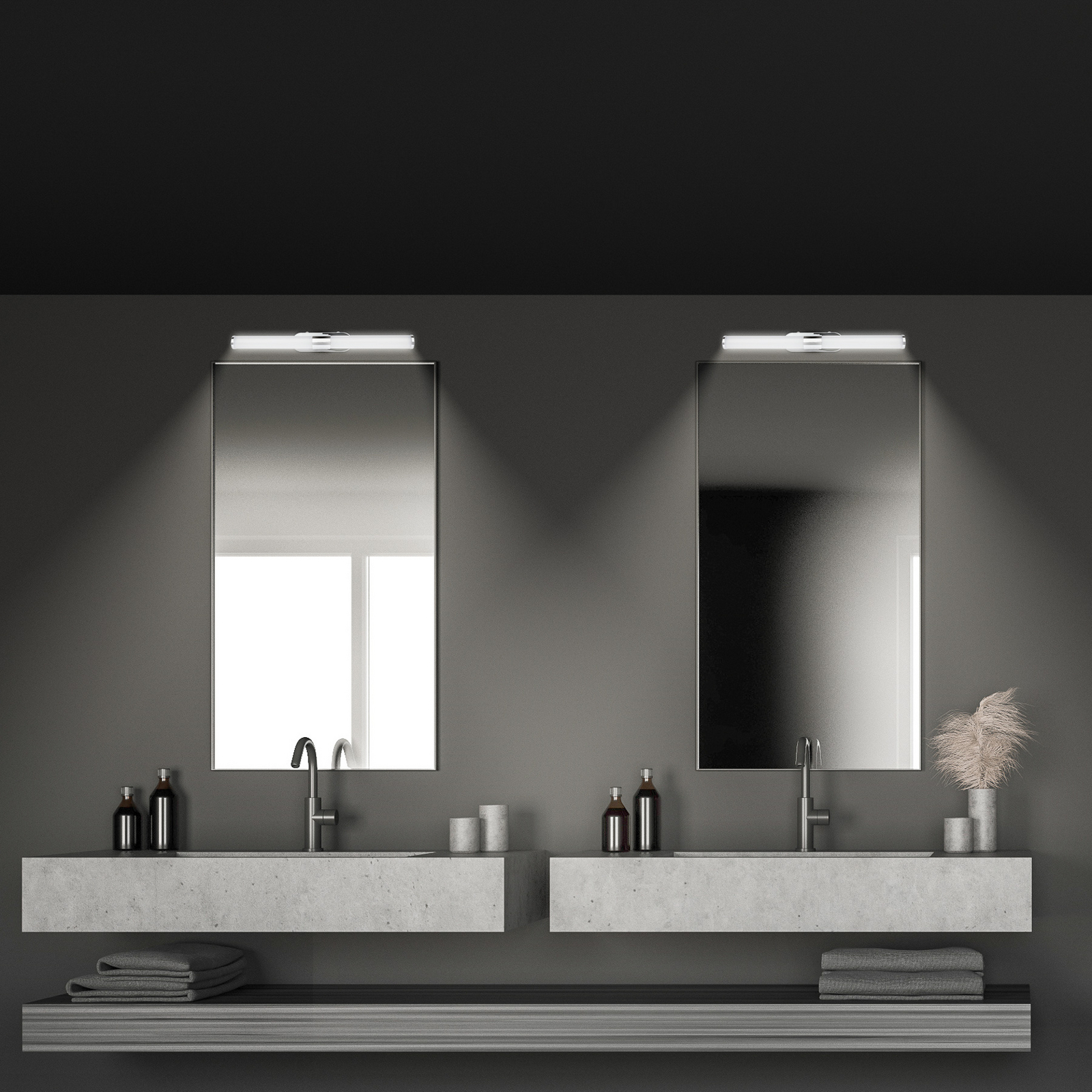 LED sienas lampa Runt, hroms, 4000 K, IP44, garums 40 cm