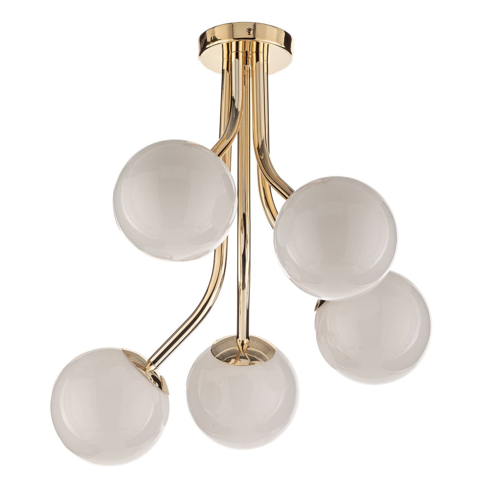 Plafonnier Selva 5 lampes décalées doré