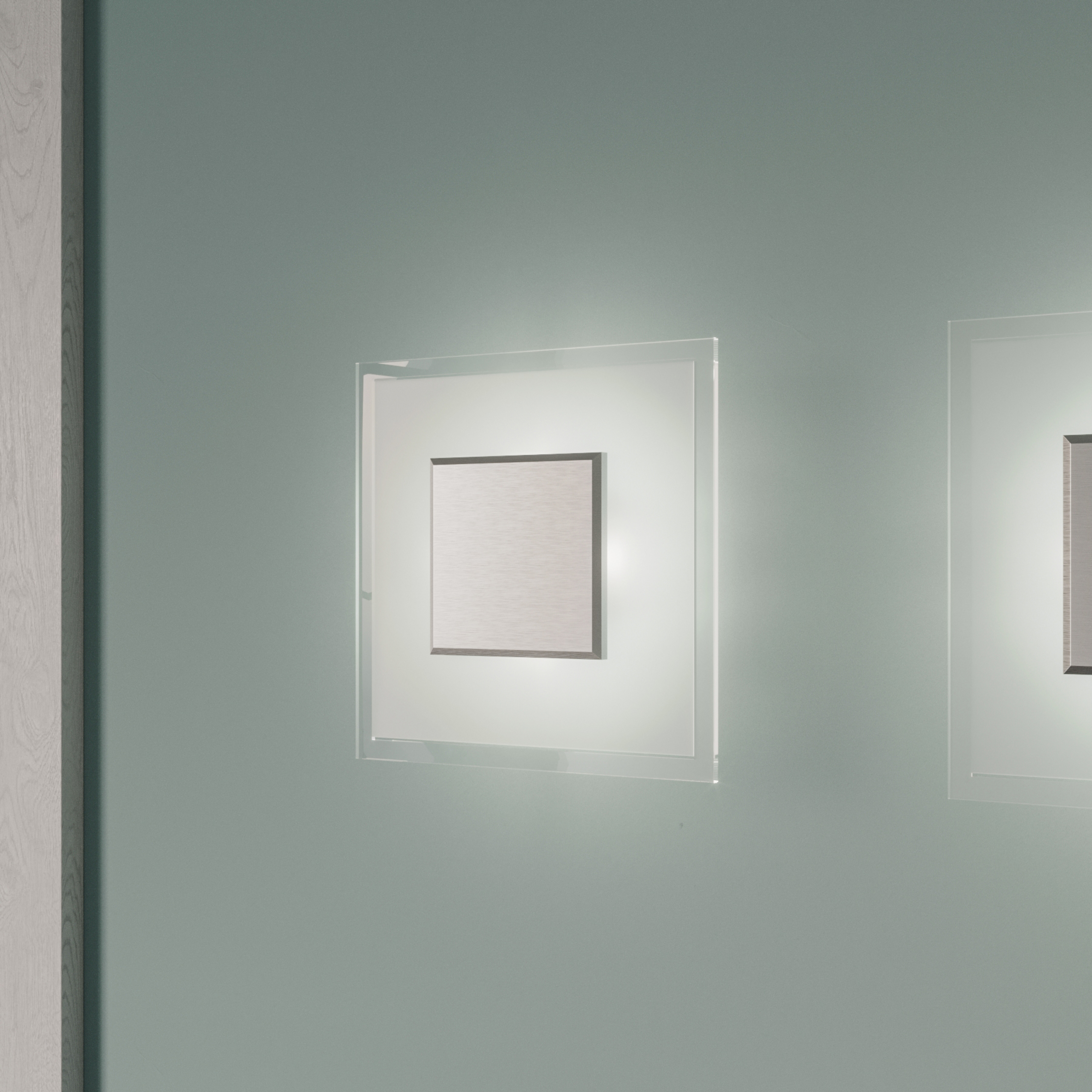 Quitani LED-Wandlampe Lole, Glas, alu matt, 25 x 25 cm