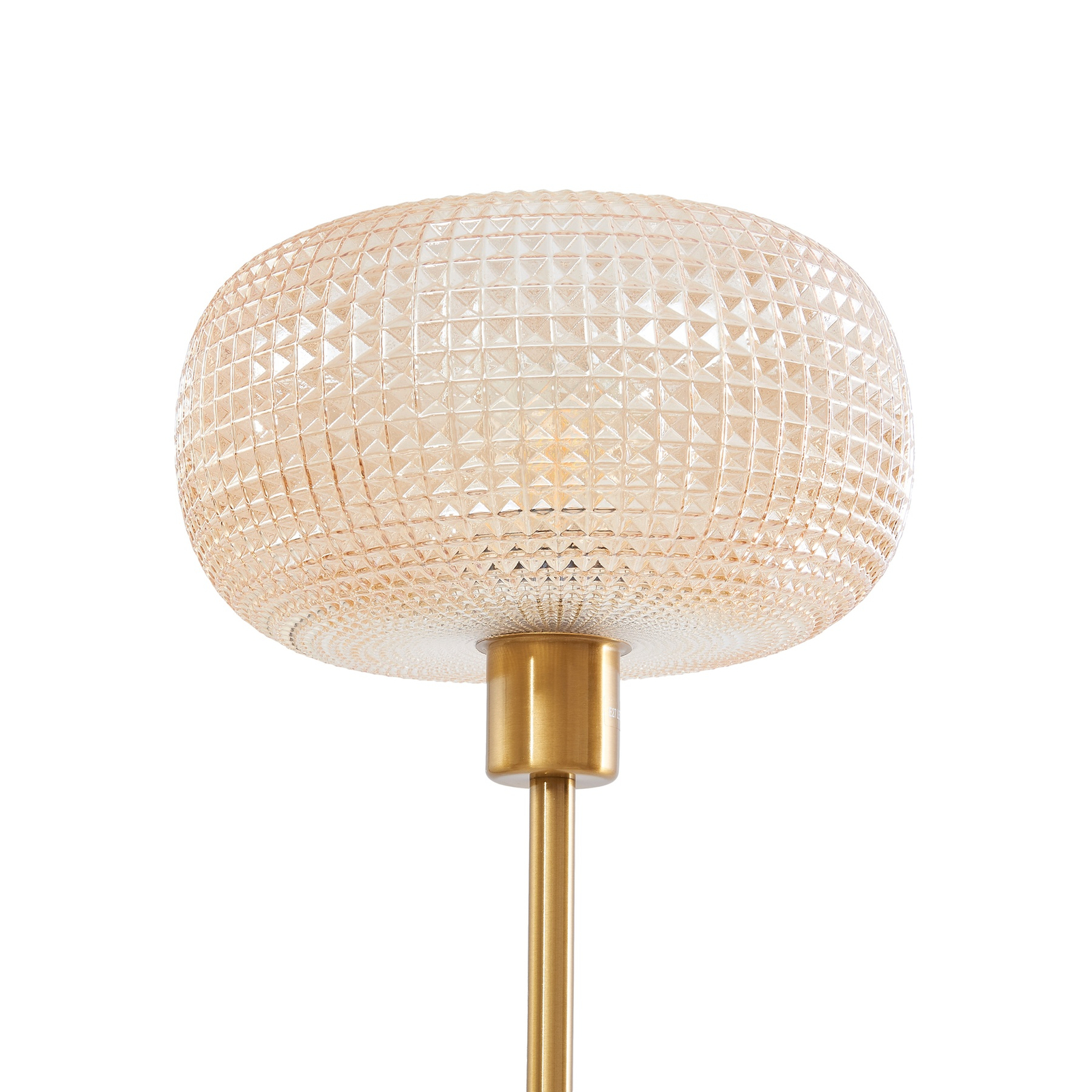 Lindby vloerlamp Aliette, goud/amber, glas, leeslampje